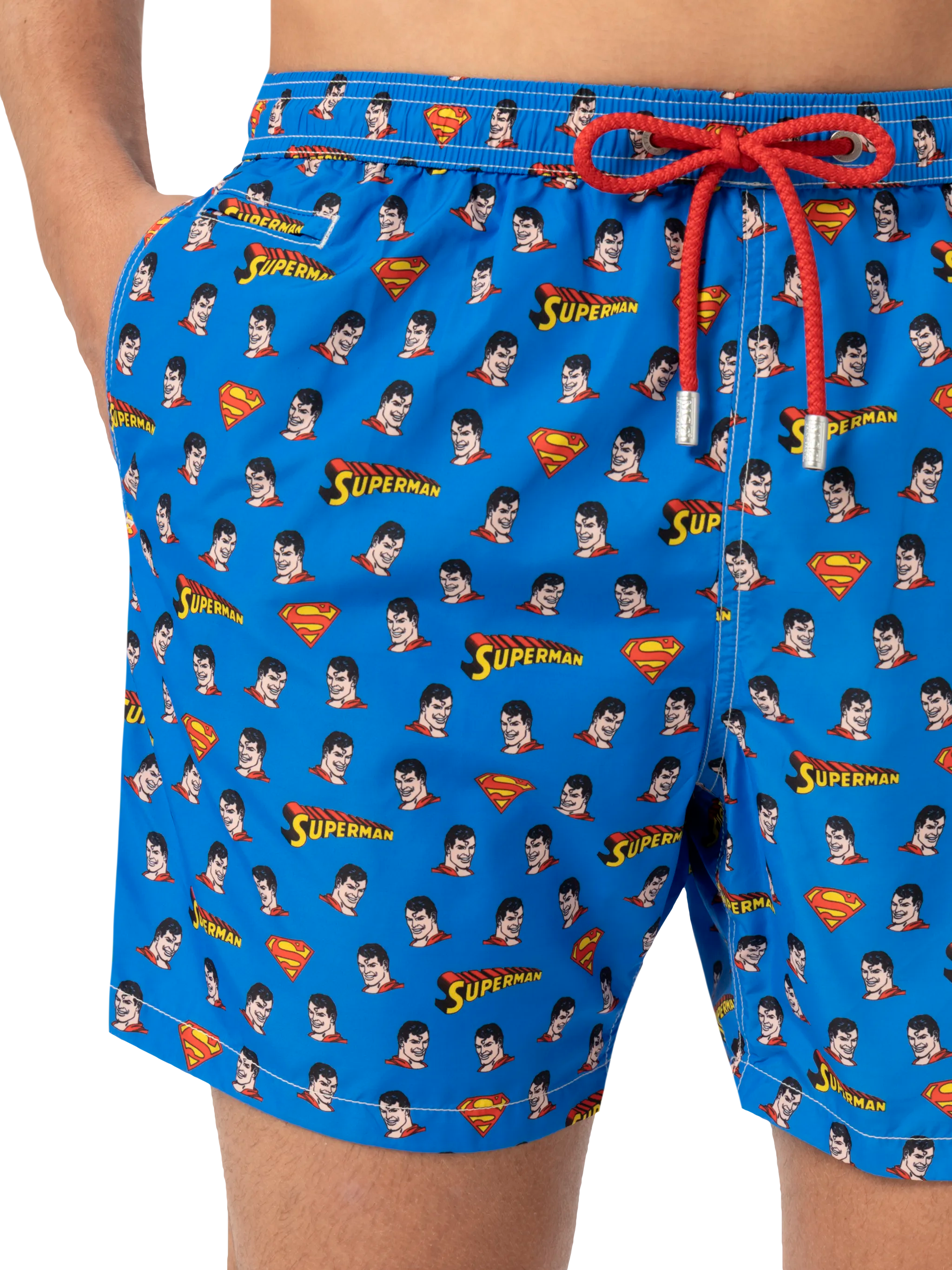 Lightweight Fabric Swim Shorts Lighting With Superman Print | Marvel Special Edition White Swimshort