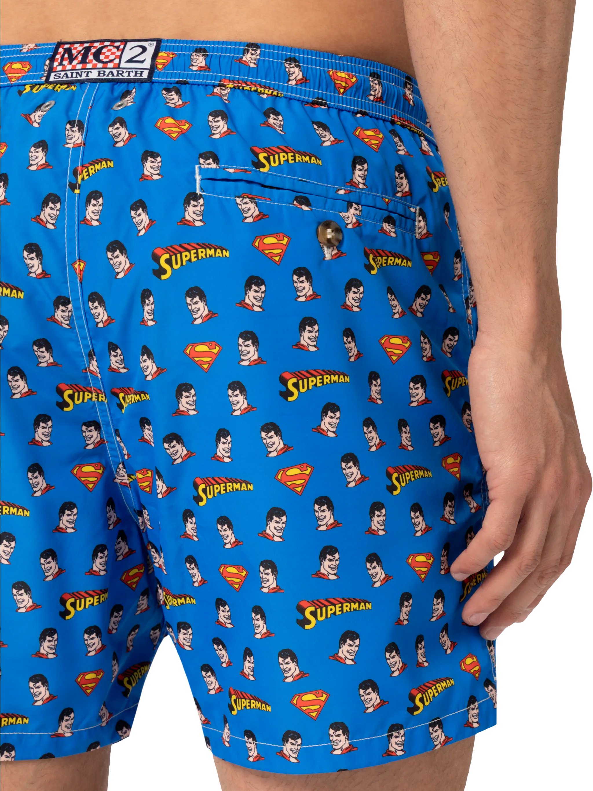 Lightweight Fabric Swim Shorts Lighting With Superman Print | Marvel Special Edition White Swimshort