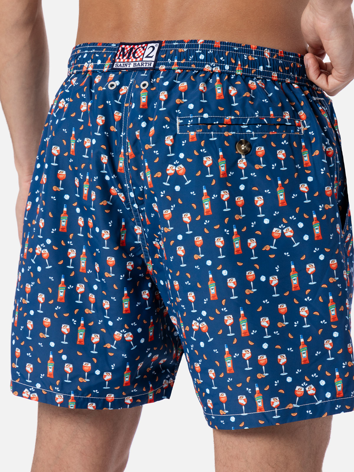 Lightweight Fabric Swim Shorts Lighting With Aperol Spritz Print | Special Edition Blue Swimshort