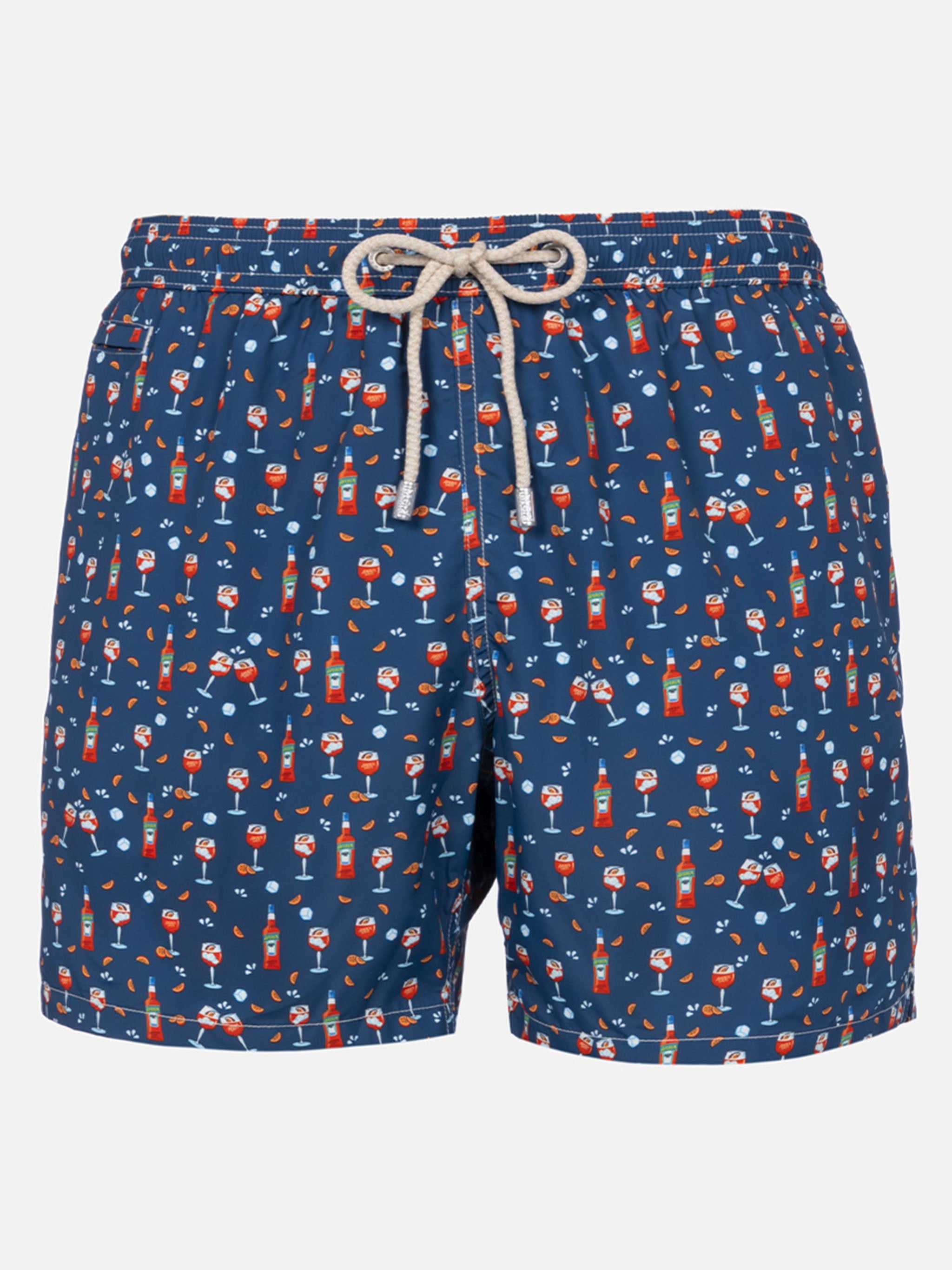 Man Lightweight Fabric Swim-Shorts Lighting Micro Fantasy With Aperol Spritz Print | Special Edition Blue Swimshort