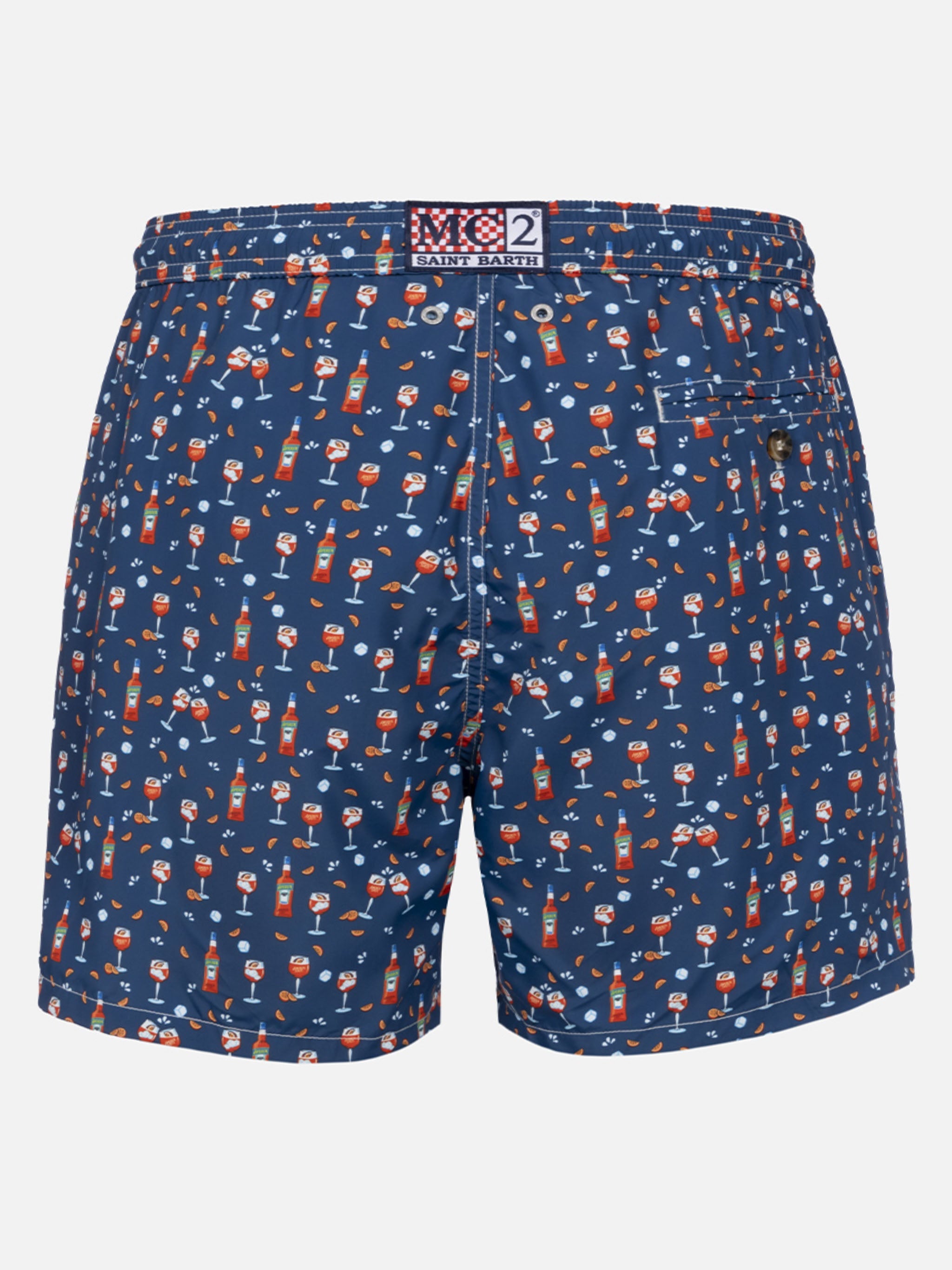 Man Lightweight Fabric Swim-Shorts Lighting Micro Fantasy With Aperol Spritz Print | Special Edition Blue Swimshort