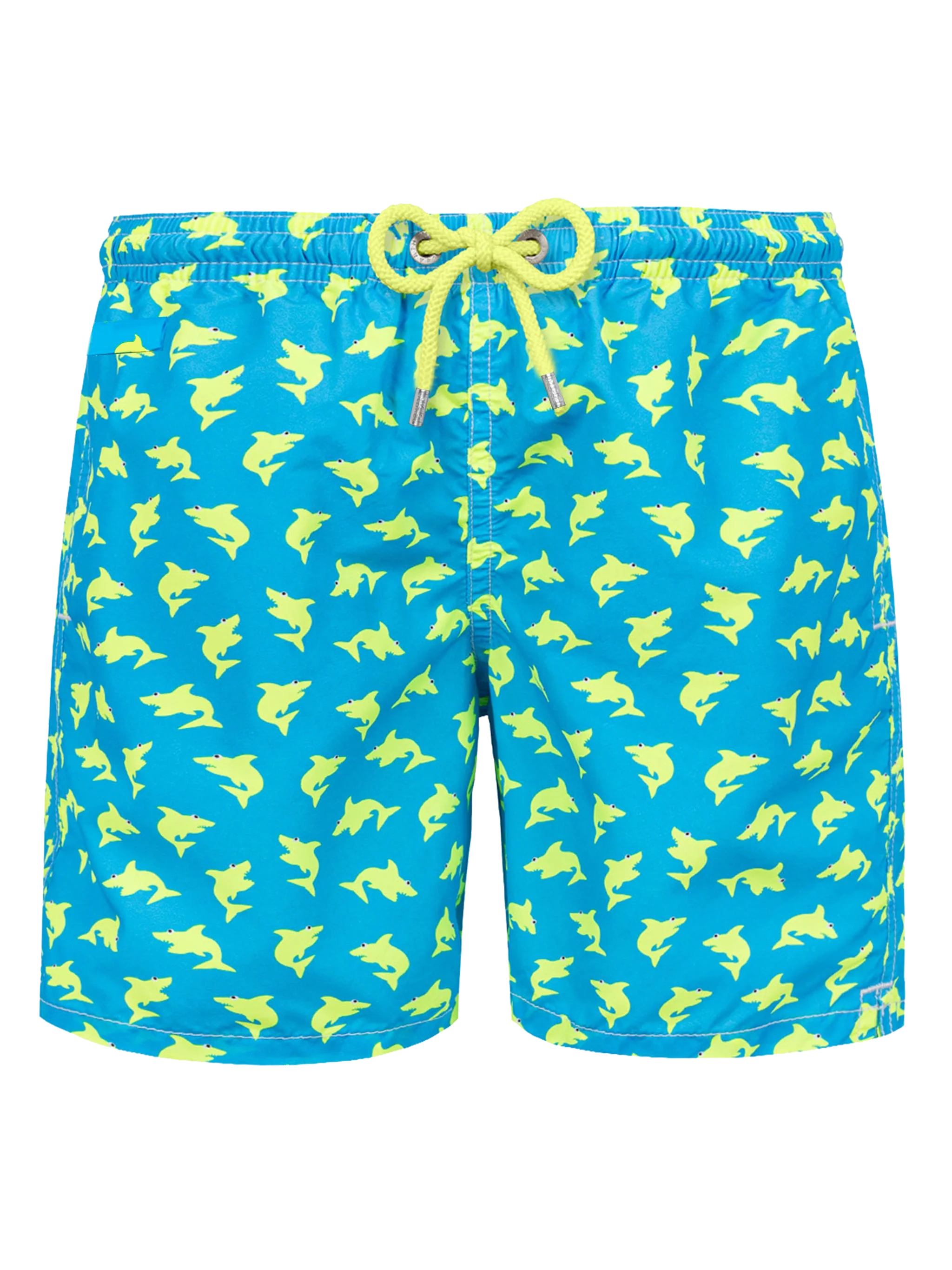 Man Light Fabric Swim Shorts With Shark Blue Swimshort