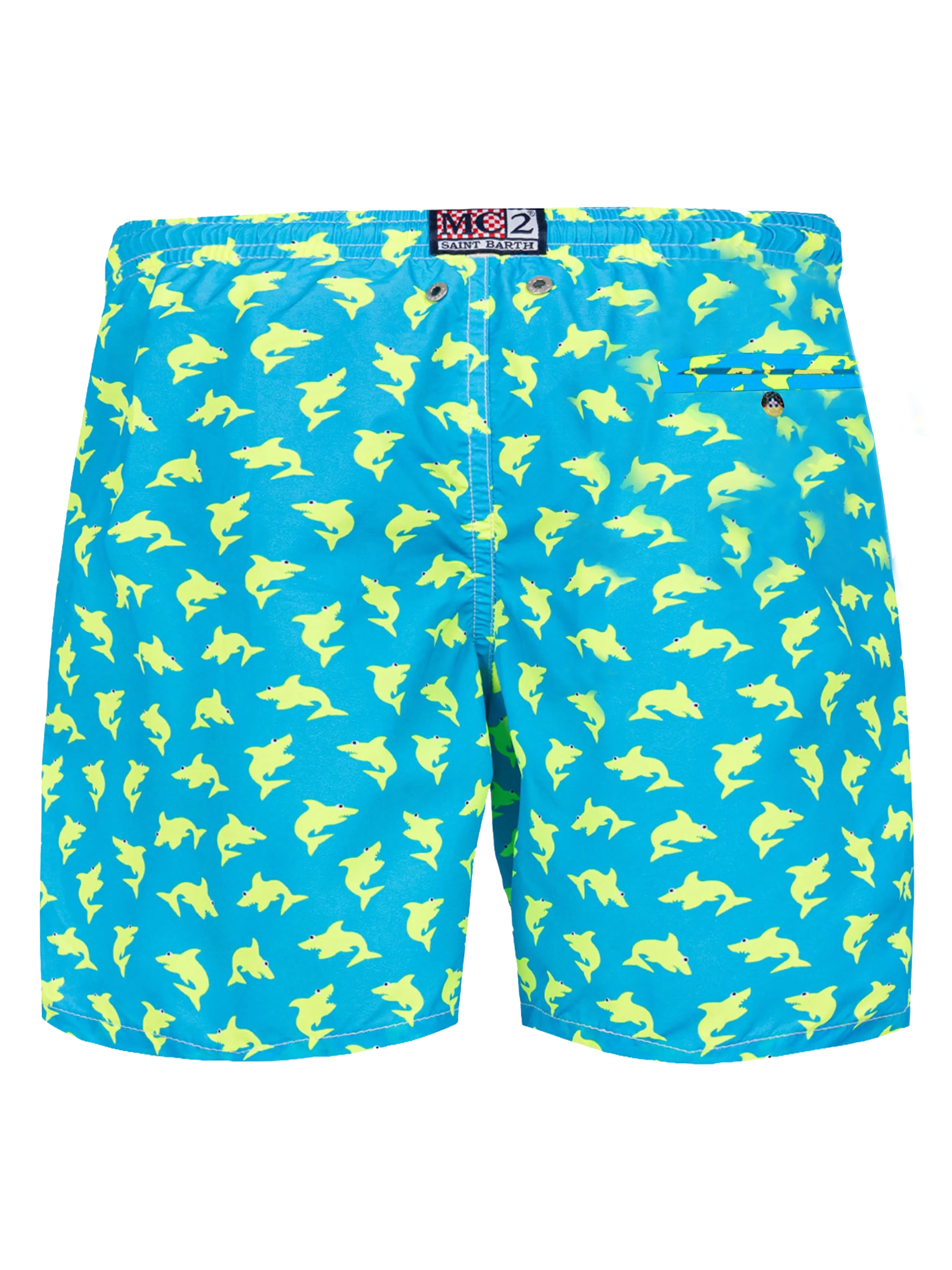 Man Light Fabric Swim Shorts With Shark Blue Swimshort