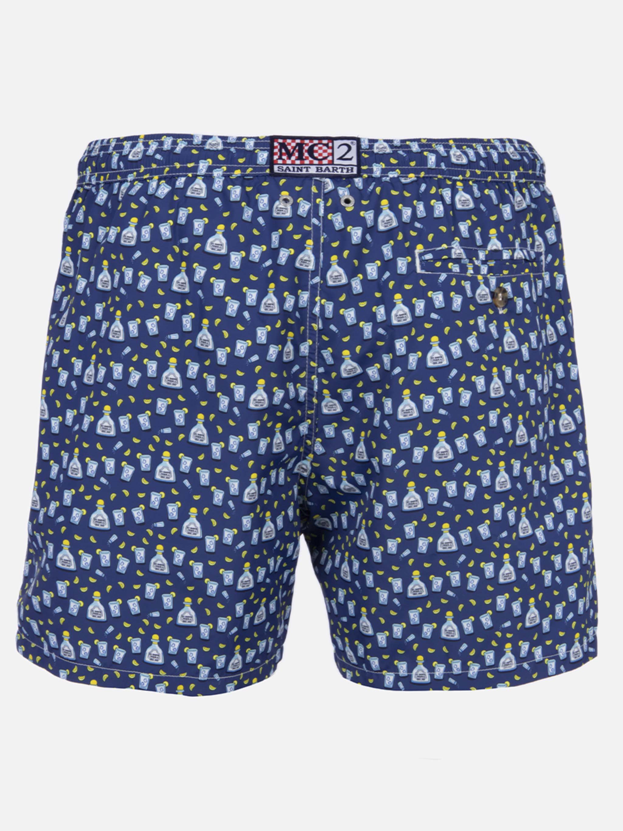 Man Lightweight Fabric Swim-Shorts Lighting Micro Fantasy With Tequila Print Blue Swimshort