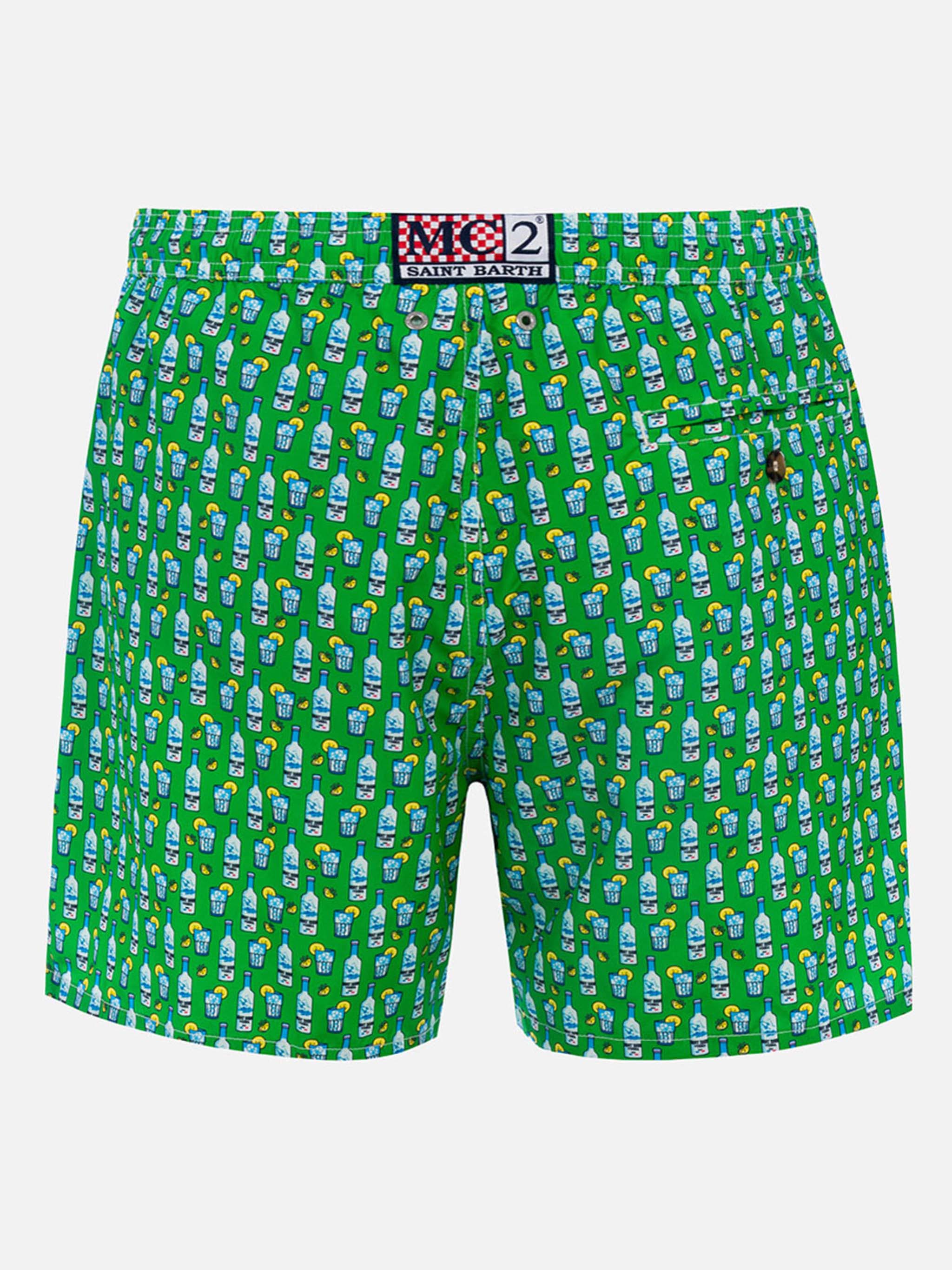 Man Lightweight Fabric Swim-Shorts Lighting Micro Fantasy With Tequila Print Green Swimshort