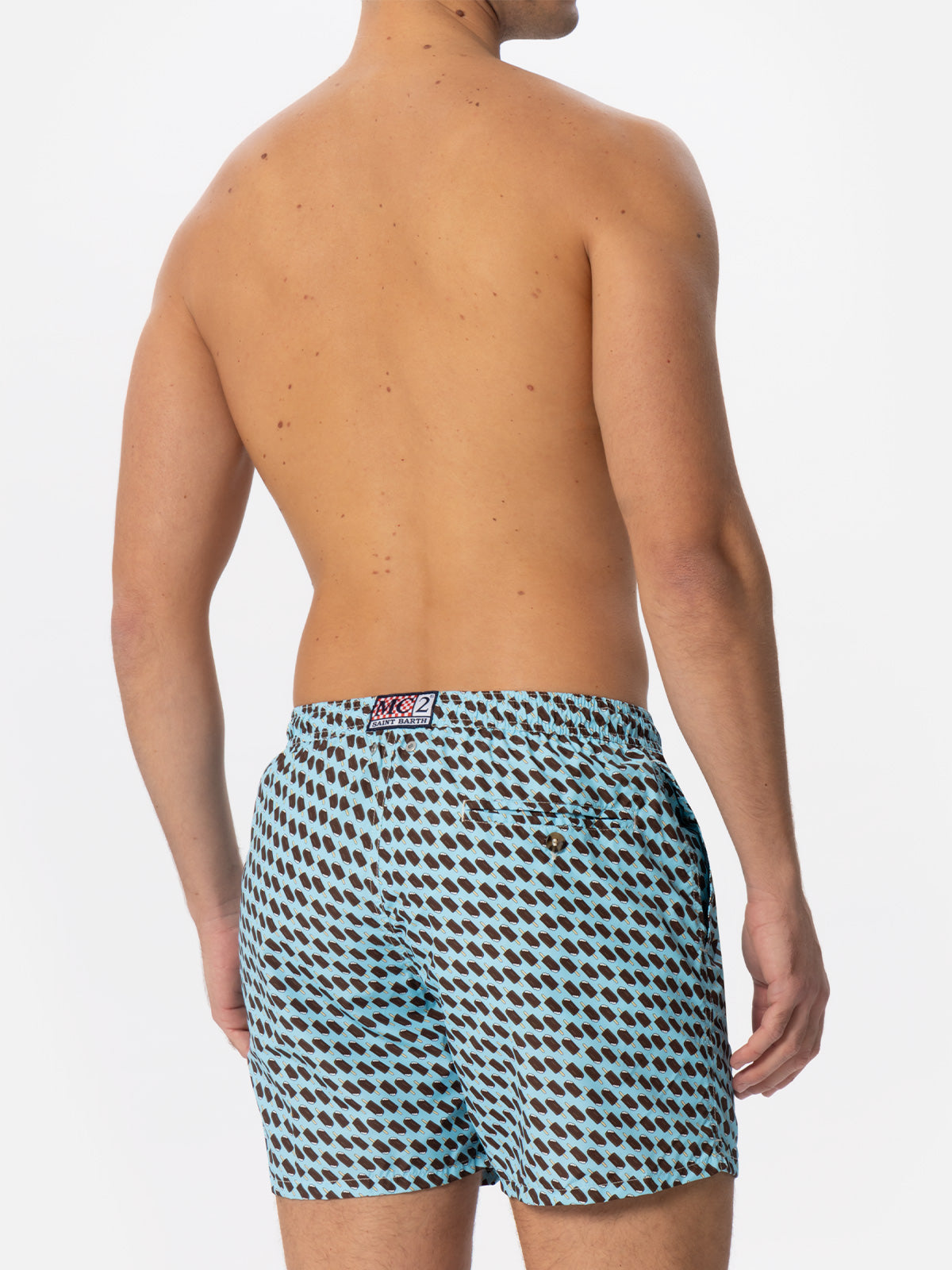 Man Light Fabric Swim Shorts With Cremino Print | Algida® Special Edition Blue Swimshort