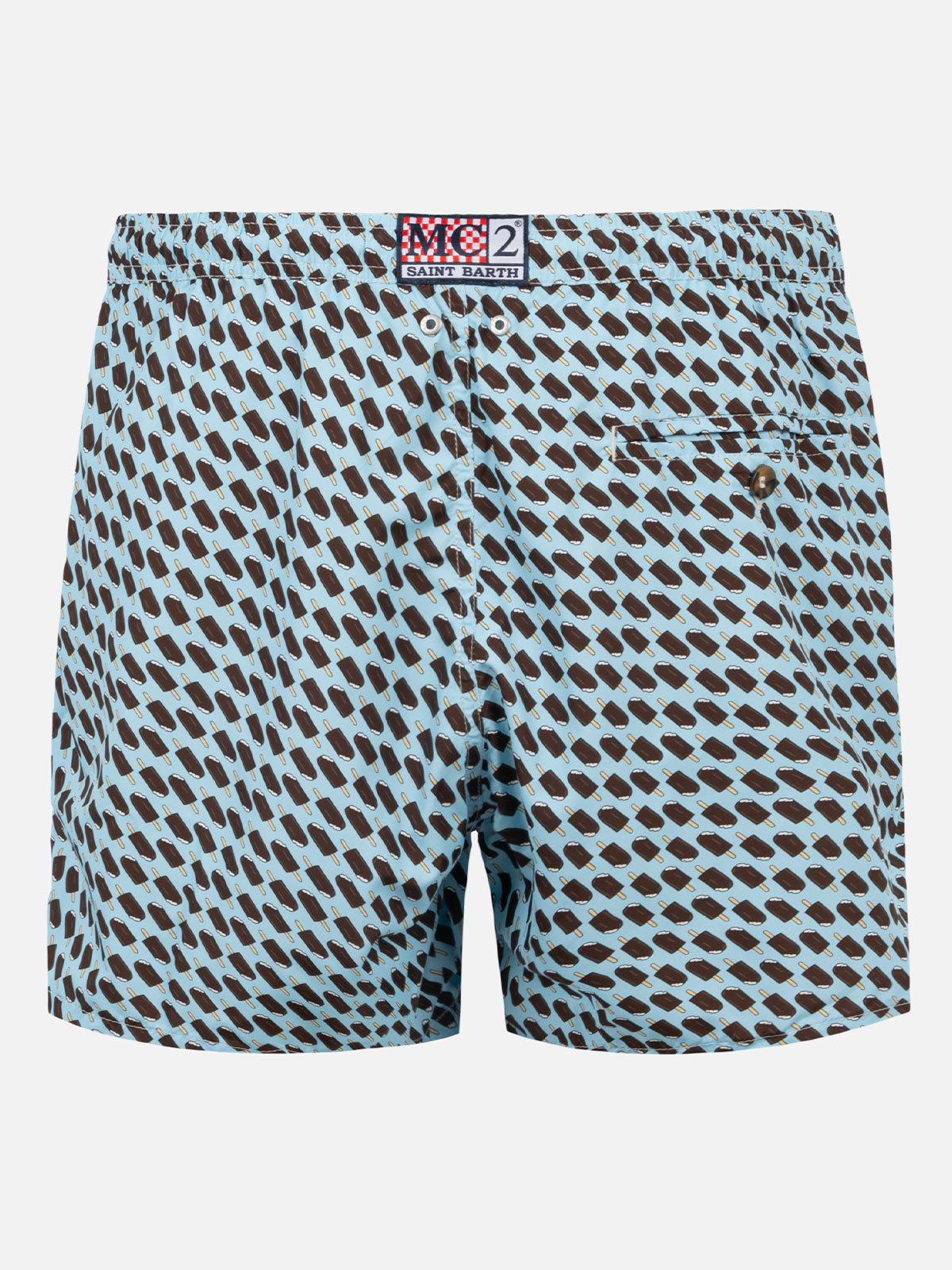 Man Light Fabric Swim Shorts With Cremino Print | Algida® Special Edition Blue Swimshort