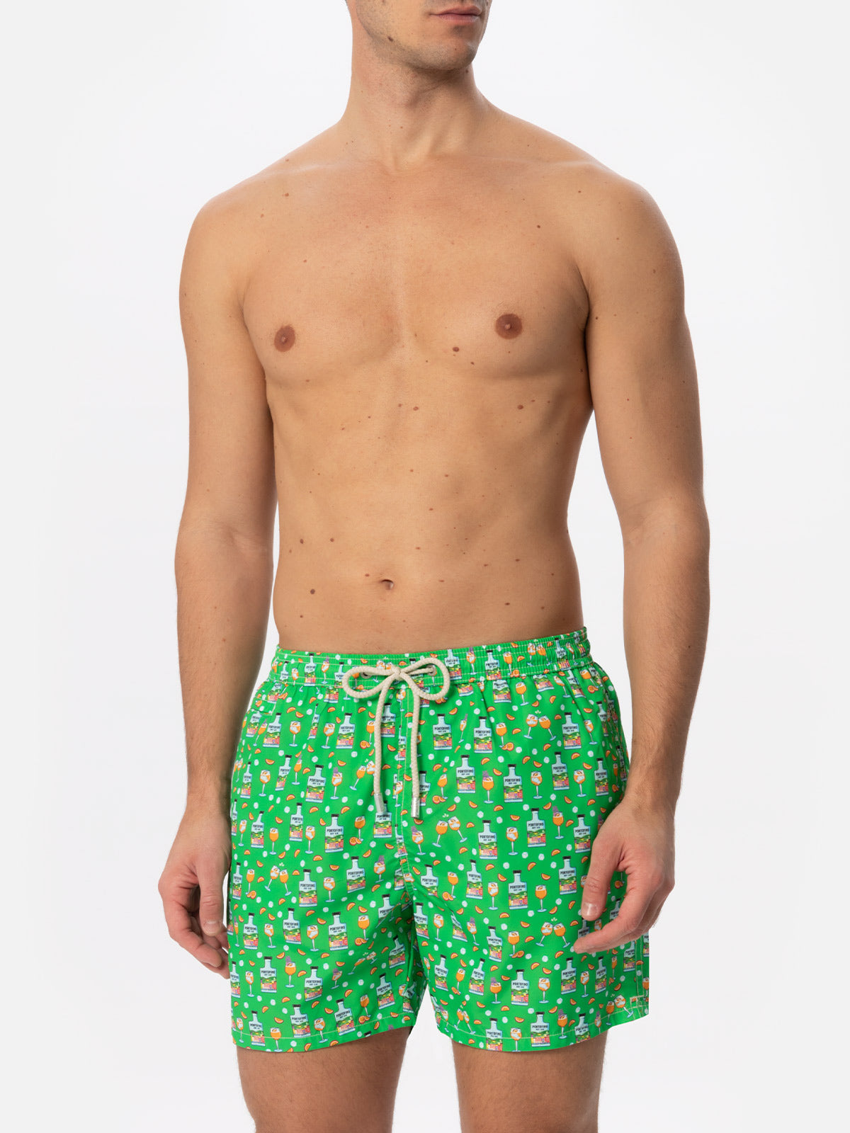 Man Light Fabric Swim Shorts With Gin Print | Portofino Dry Special Edition Swimshort