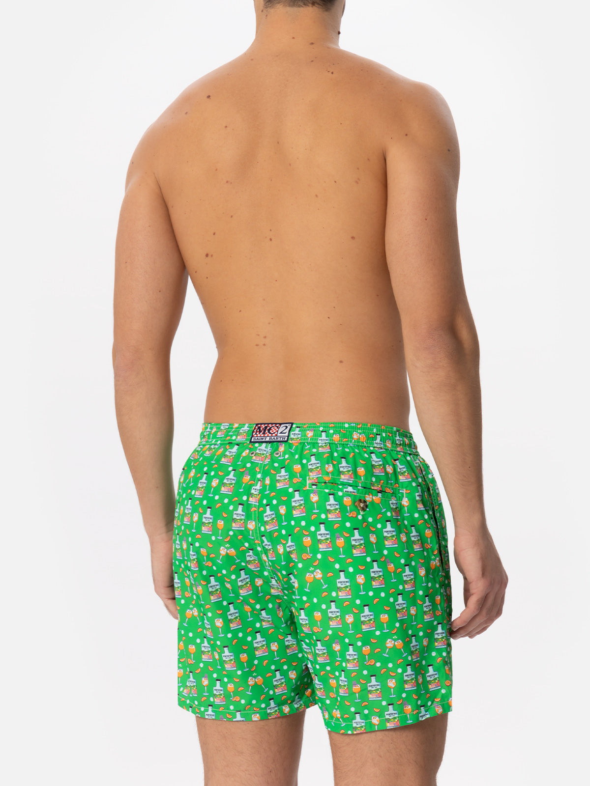 Man Light Fabric Swim Shorts With Gin Print | Portofino Dry Special Edition Swimshort