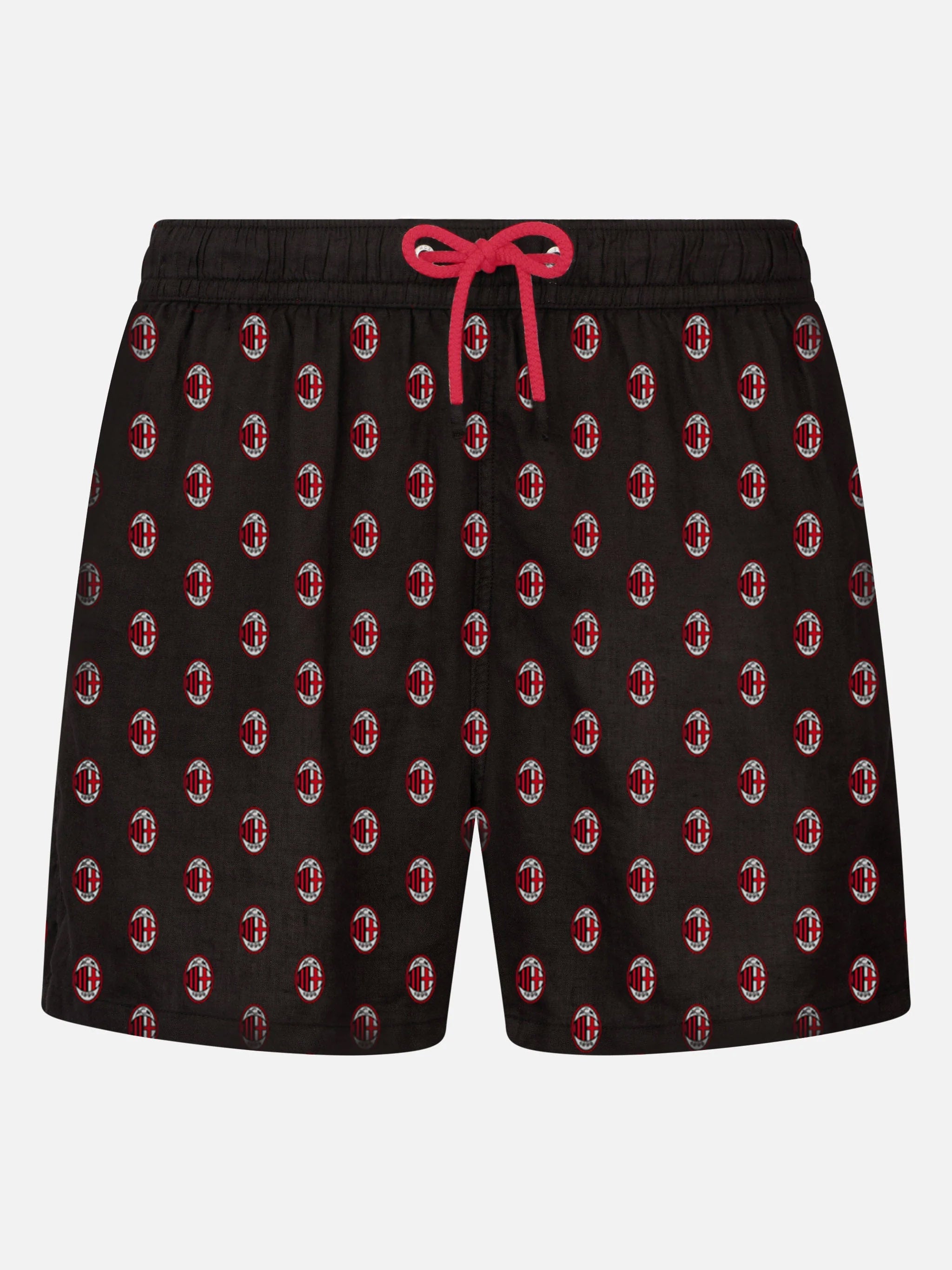 Man Light Fabric Swim Shorts With Milan Print | Special Edition Black Swimshort