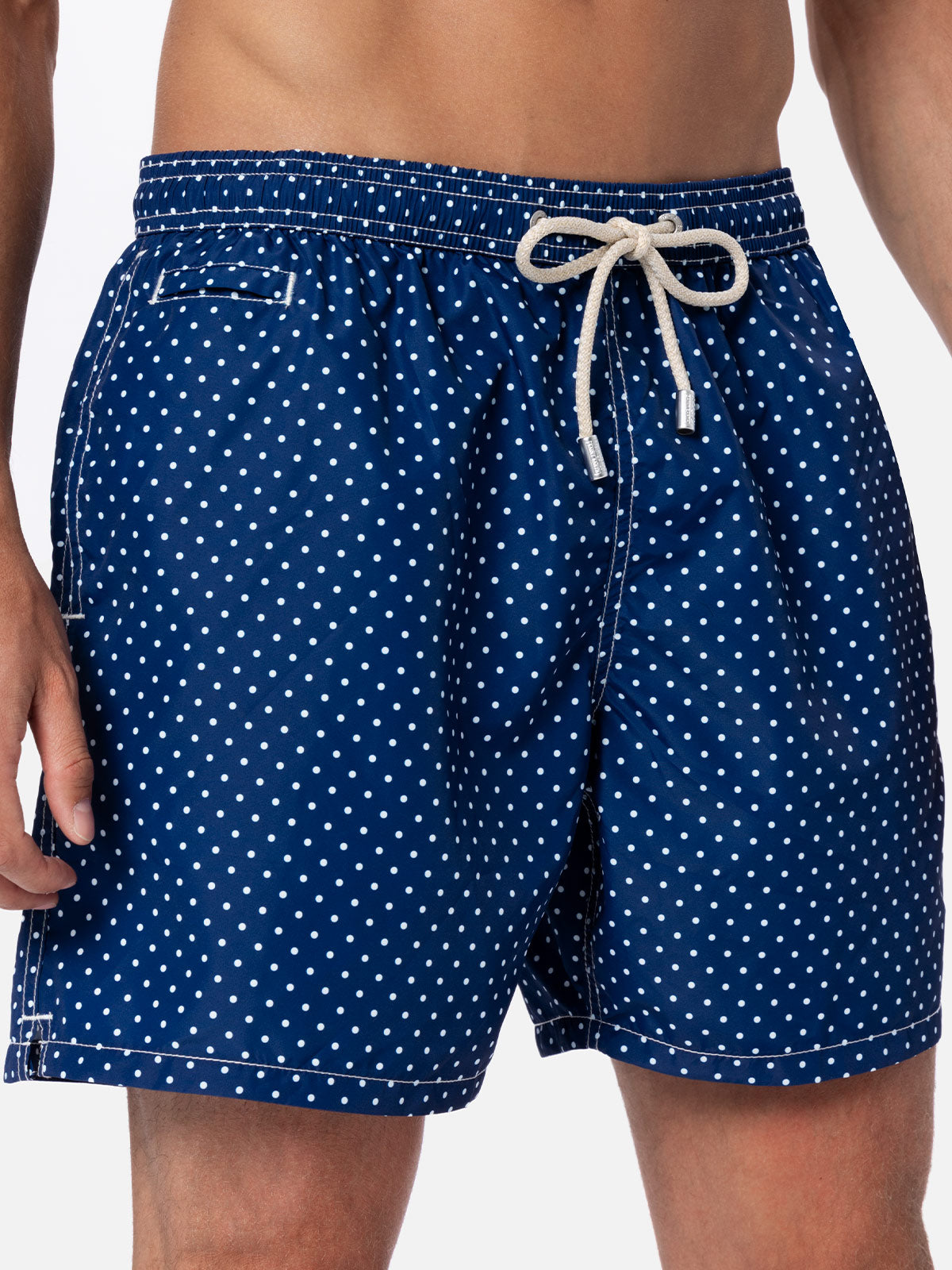 Man Lightweight Fabric Swim-Shorts Lighting Micro Fantasy With Polka Dots Print Blue Swimshort