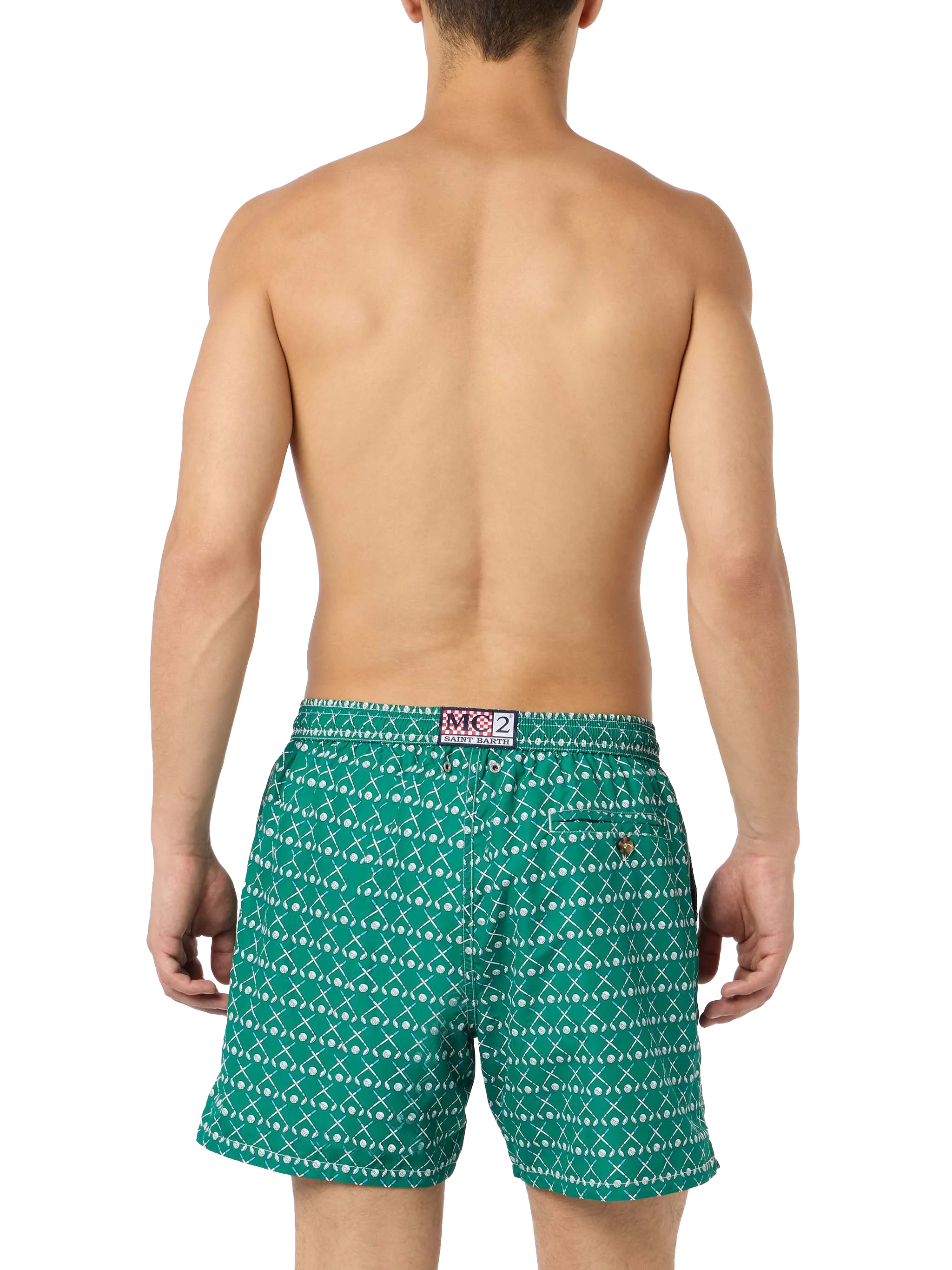 Man Lightweight Fabric Swim-Shorts Lighting Micro Fantasy With Golf Print Green Swimshort
