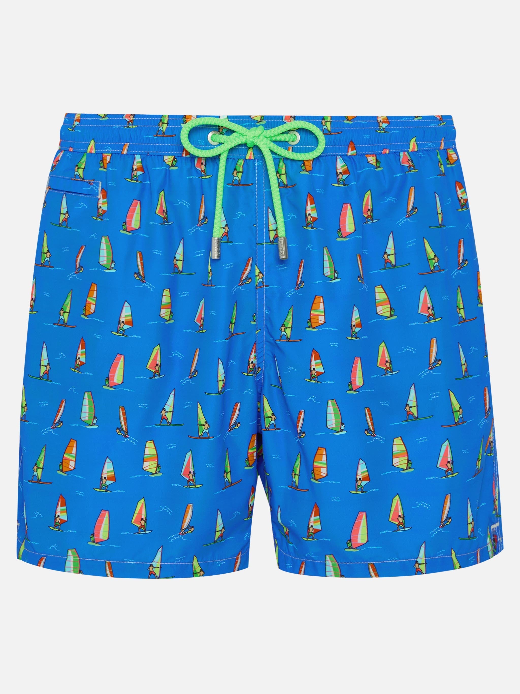 Man Light Fabric Swim Shorts With Windsurf Print Sky Swimshort