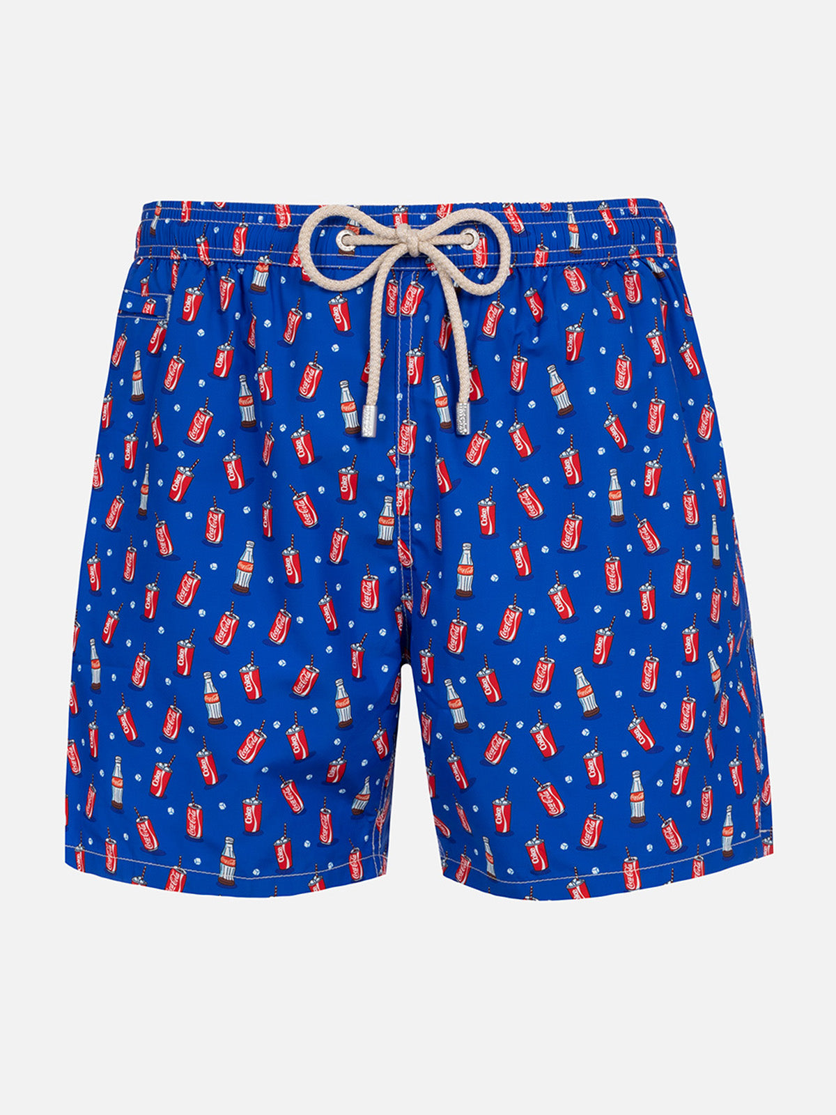 Man Lightweight Fabric Swim-Shorts Lighting Micro Fantasy With Coca Cola Print | The Company Special Edition Blue Swimshort