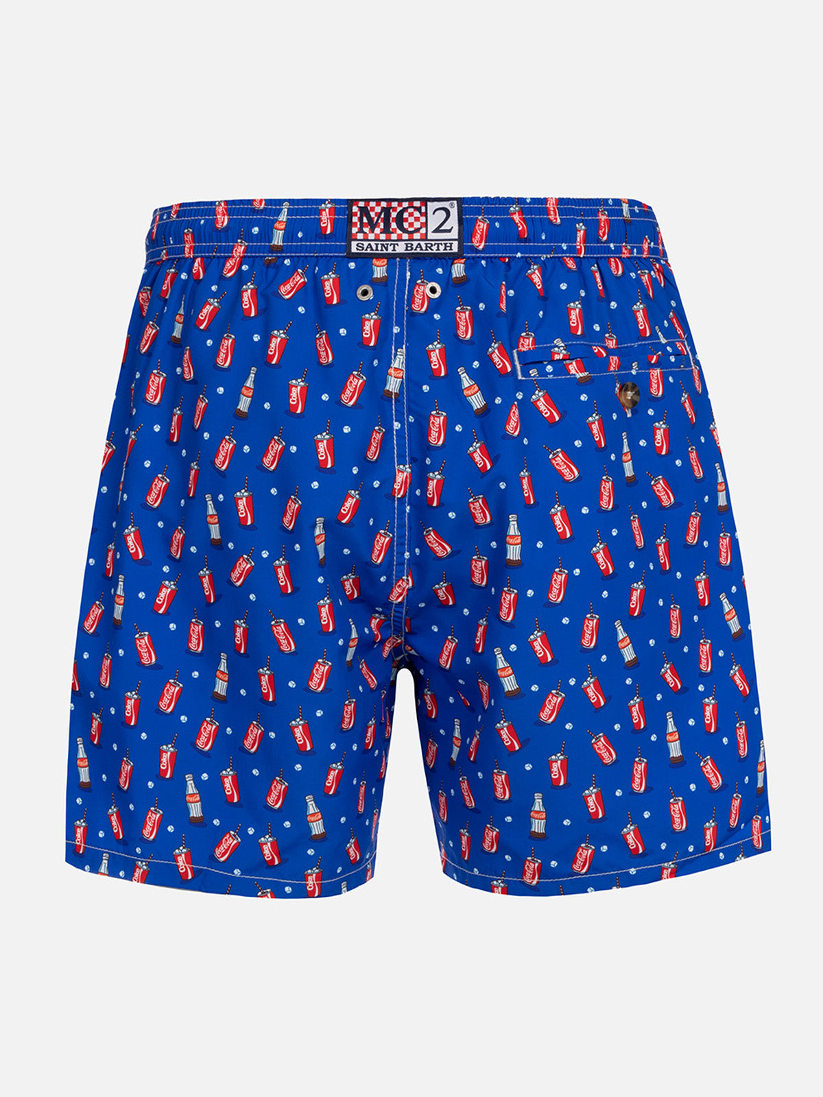 Man Lightweight Fabric Swim-Shorts Lighting Micro Fantasy With Coca Cola Print | The Company Special Edition Blue Swimshort
