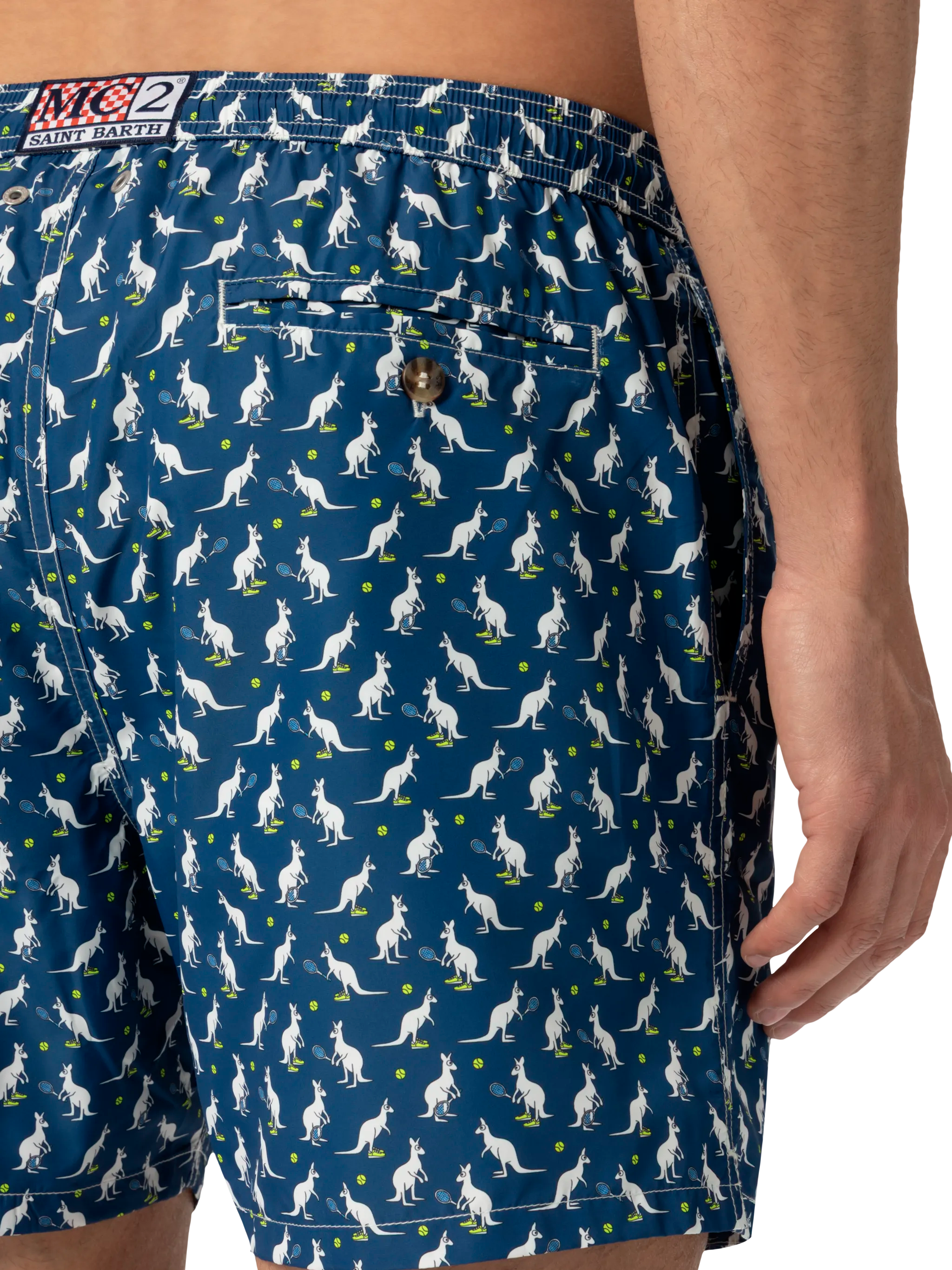 Lightweight Fabric Swim Shorts Lighting With Australian Print | Brand Special Edition Blue Swimshort