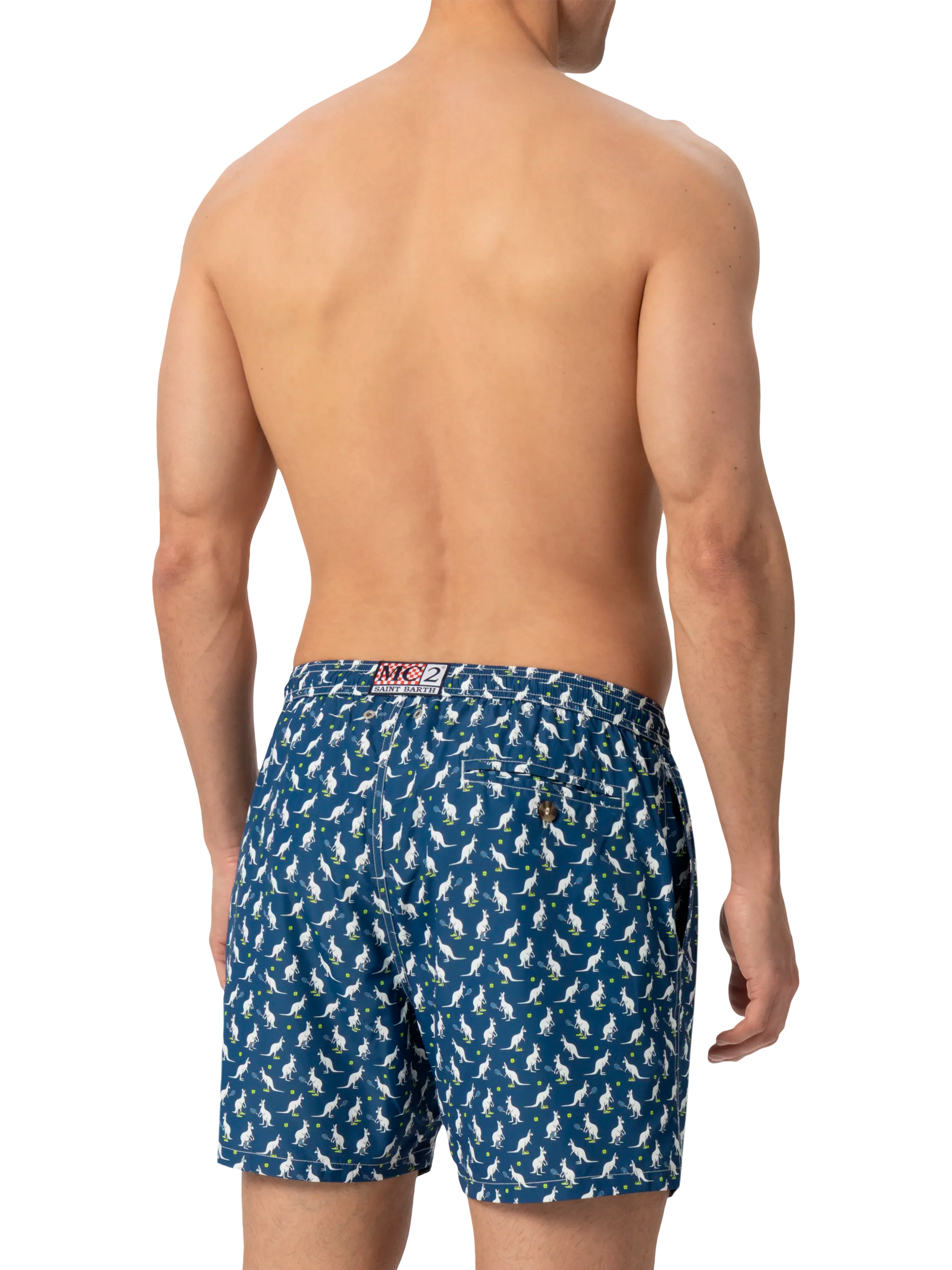 Lightweight Fabric Swim Shorts Lighting With Australian Print | Brand Special Edition Blue Swimshort