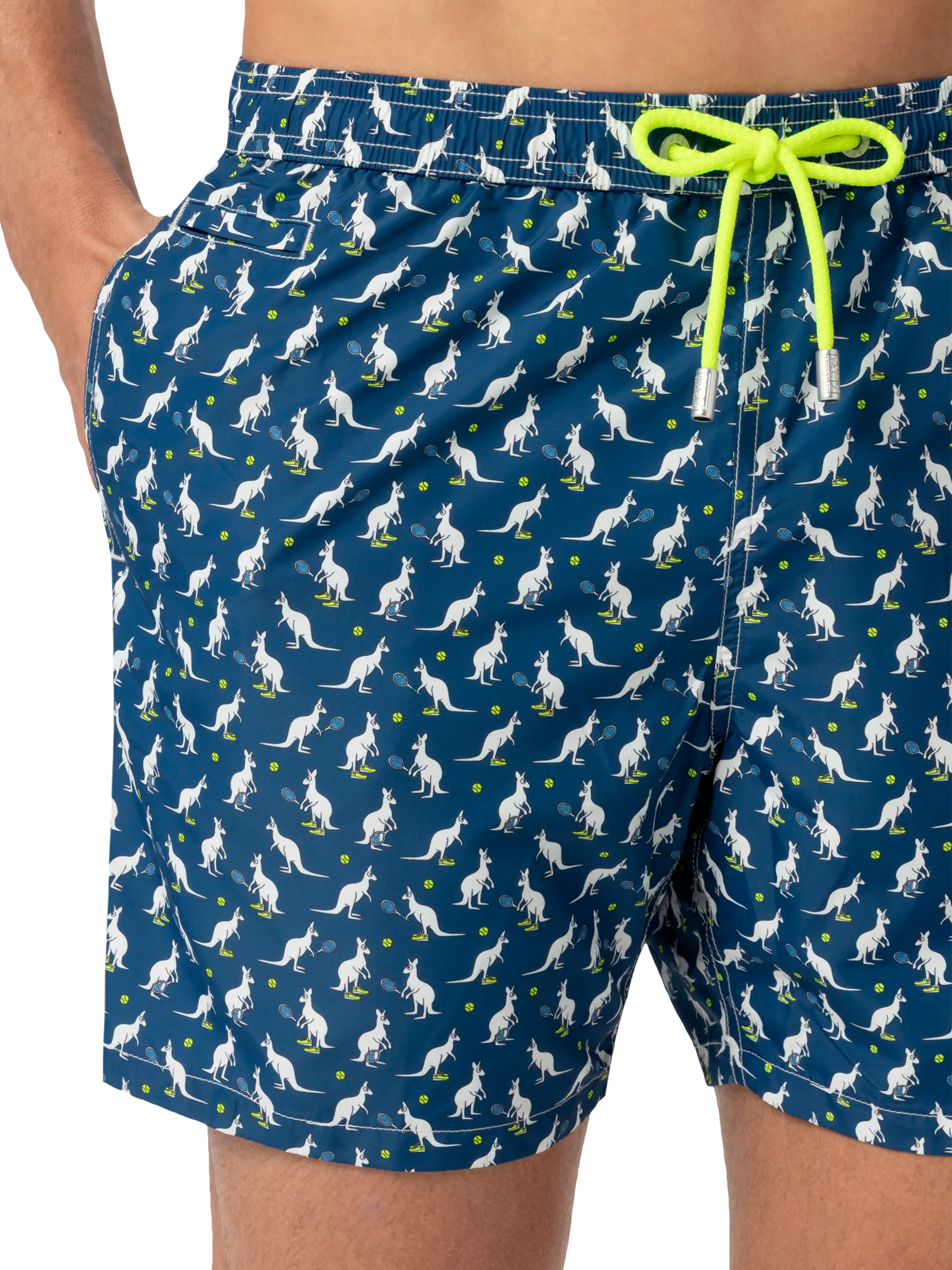 Lightweight Fabric Swim Shorts Lighting With Australian Print | Brand Special Edition Blue Swimshort