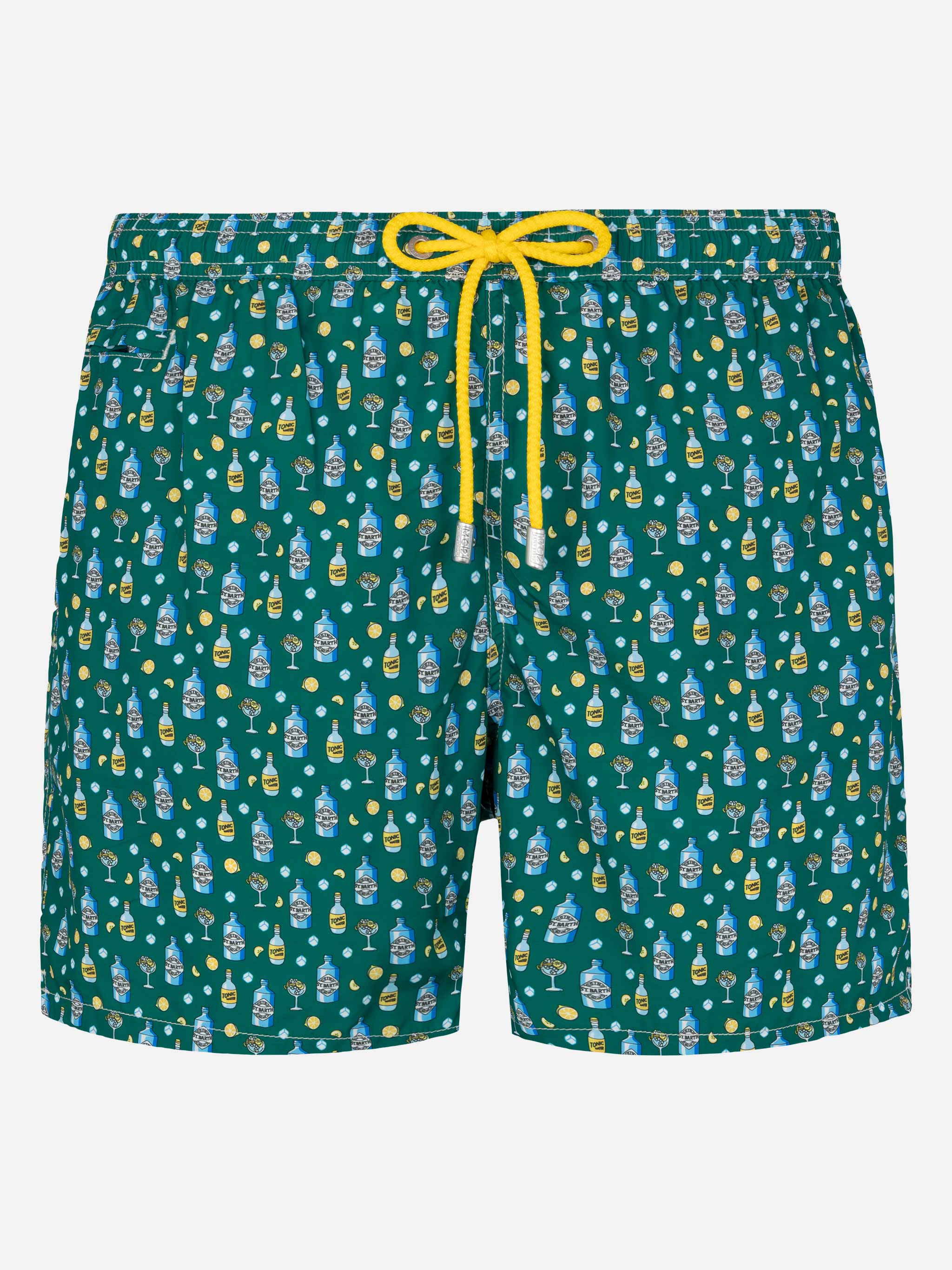 Lightweight Fabric Swim Shorts Lighting With Gin Lemon Print Green Swimshort