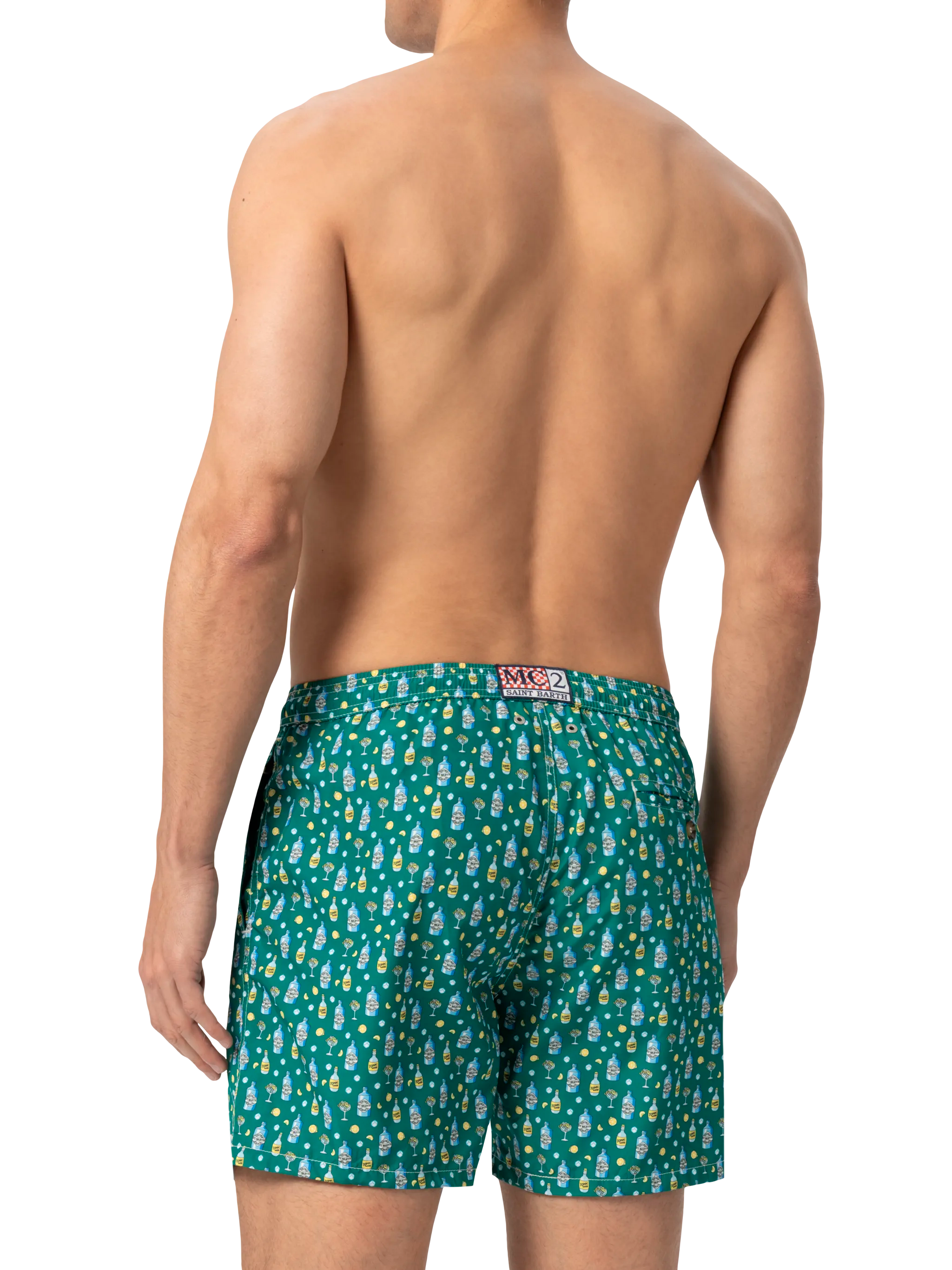 Lightweight Fabric Swim Shorts Lighting With Gin Lemon Print Green Swimshort