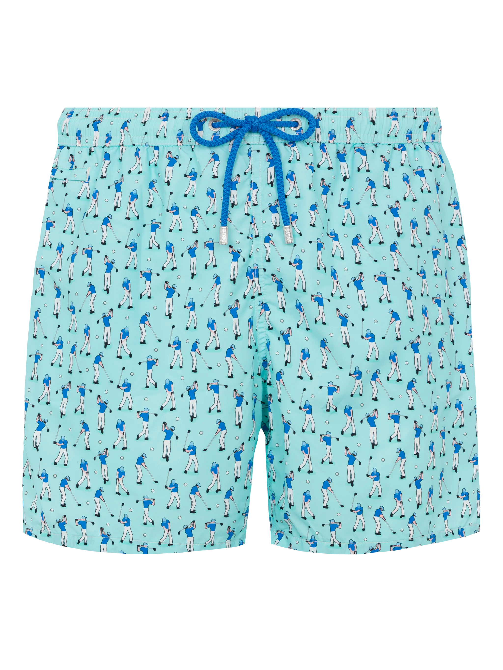 Lightweight Fabric Swim Shorts Lighting With Golf Players Print Green Swimshort