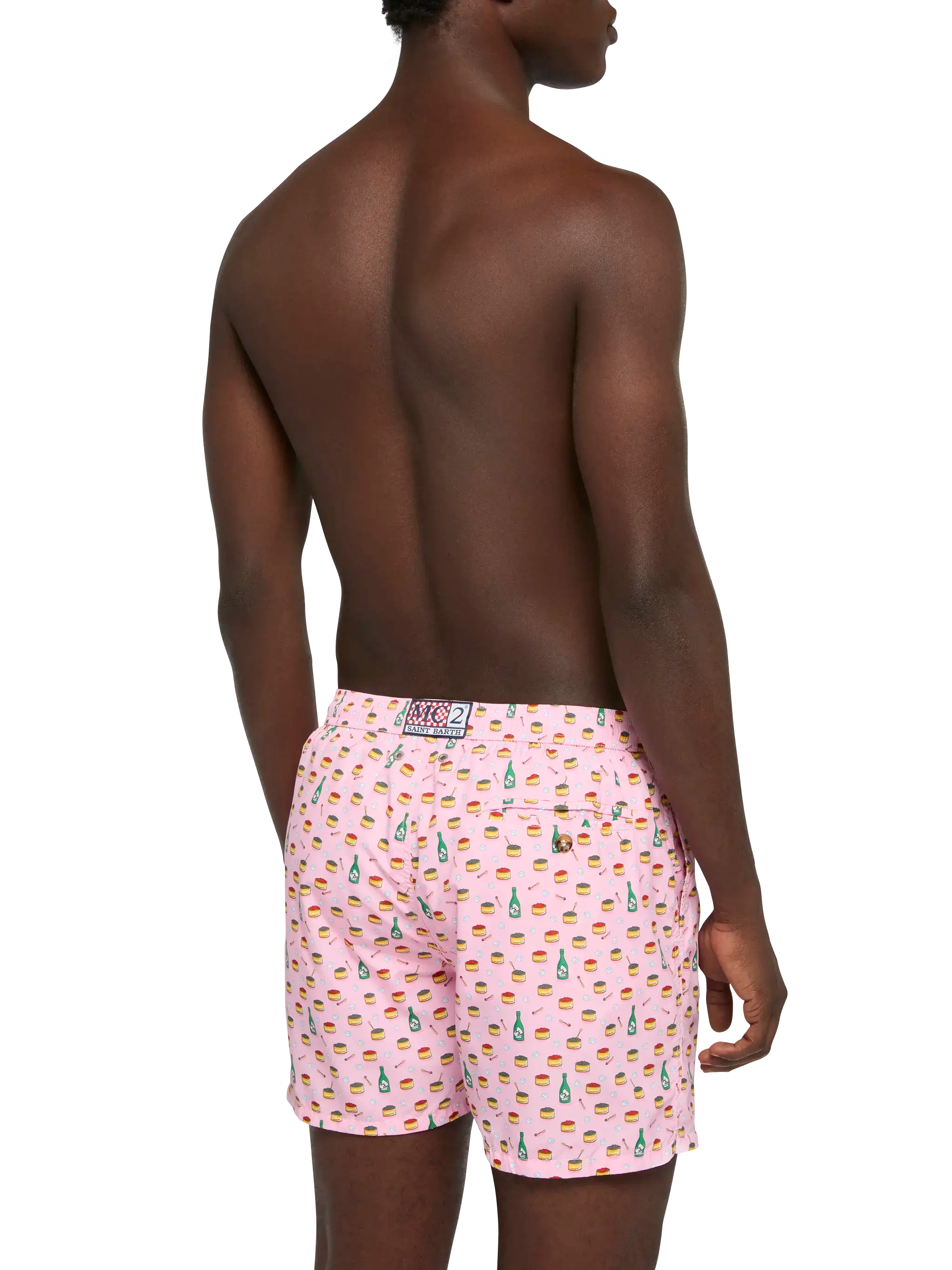 Lightweight Fabric Swim Shorts Lighting With Caviar And Bollicine Print Pink Swimshort