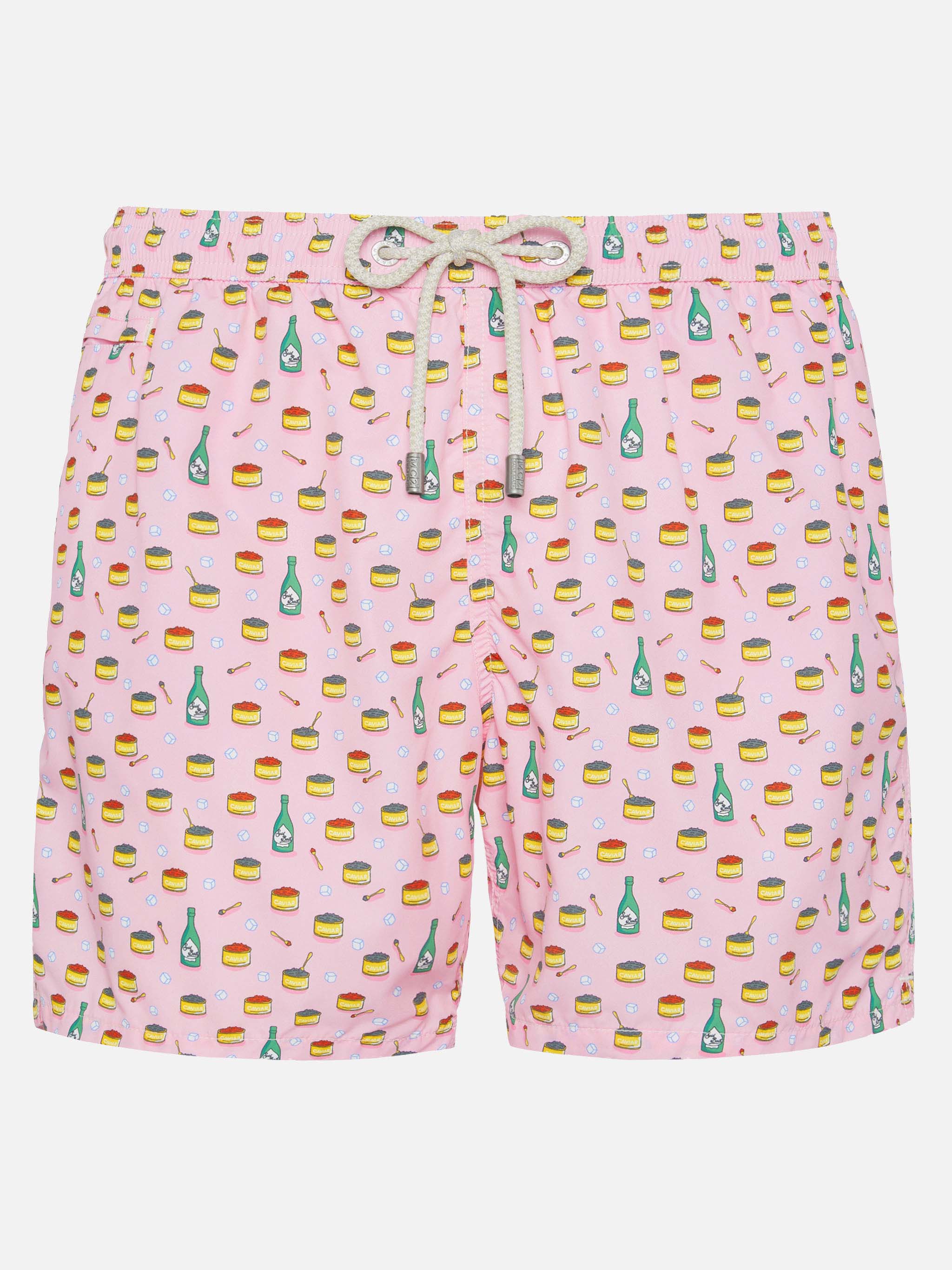 Lightweight Fabric Swim Shorts Lighting With Caviar And Bollicine Print Pink Swimshort