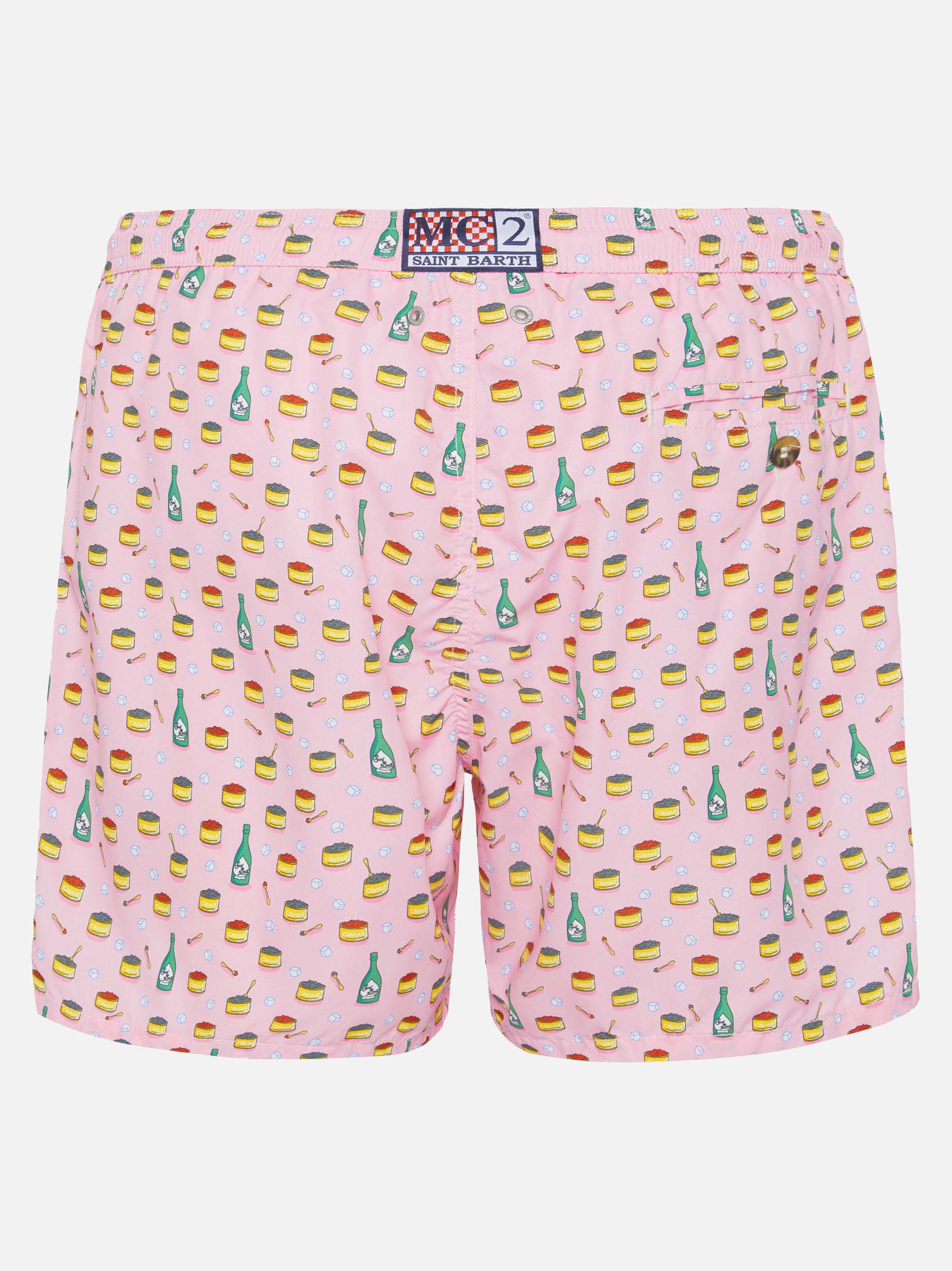 Lightweight Fabric Swim Shorts Lighting With Caviar And Bollicine Print Pink Swimshort