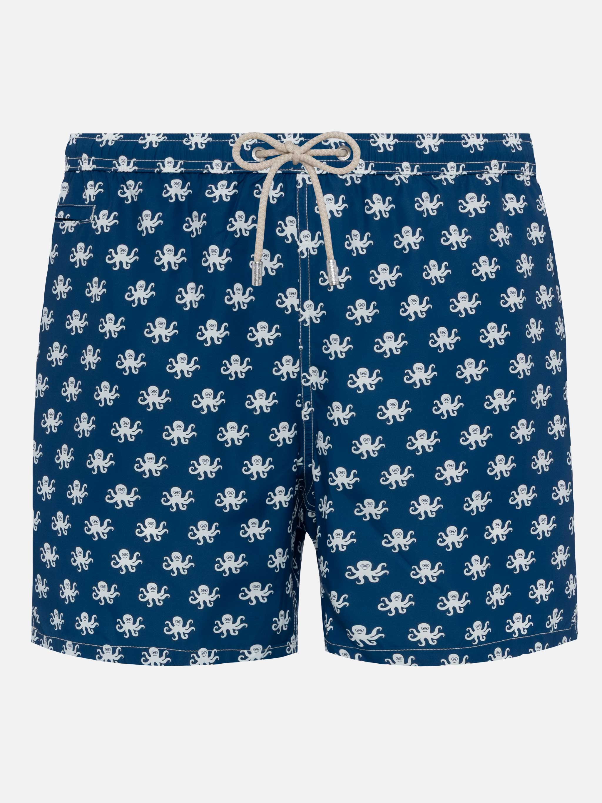 Lightweight Fabric Swim Shorts Lighting With Octopus Print Blue Swimshort