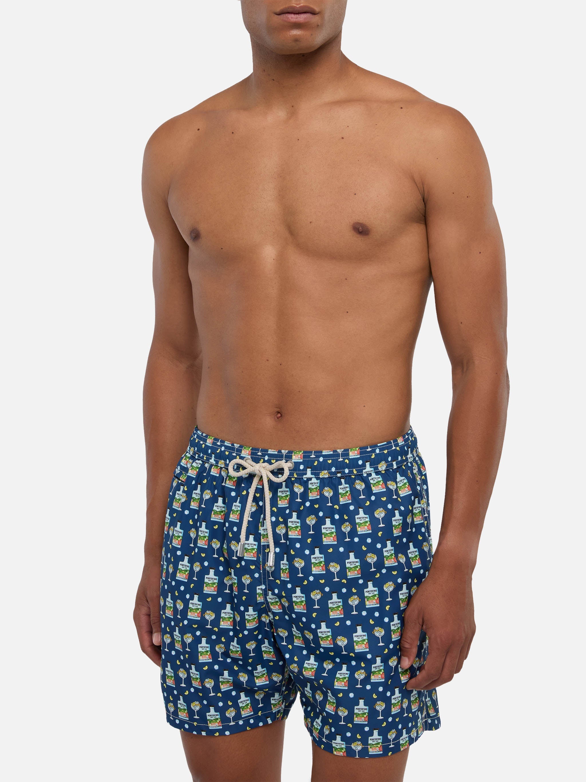 Lightweight Fabric Swim Shorts Lighting With Portofino Gin Print | Special Edition Blue Swimshort