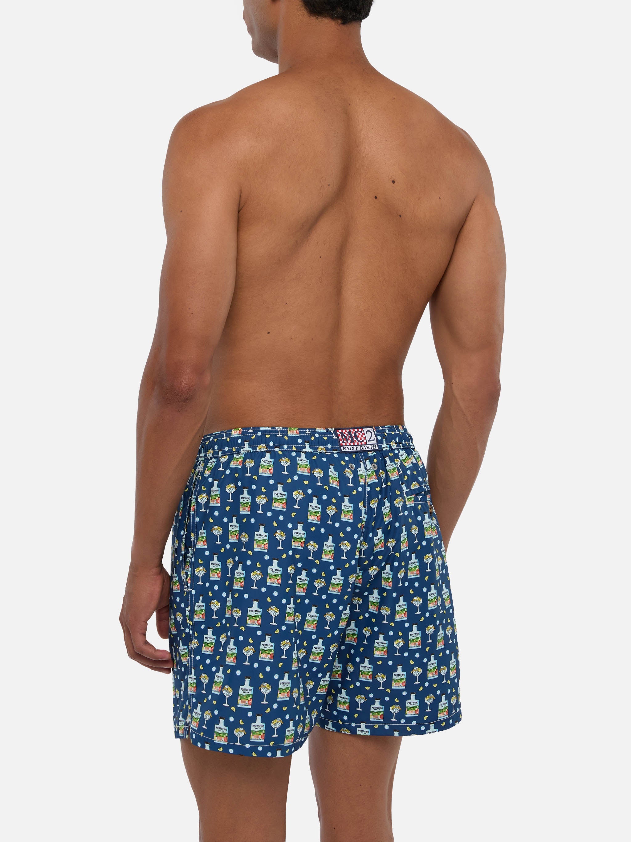 Lightweight Fabric Swim Shorts Lighting With Portofino Gin Print | Special Edition Blue Swimshort