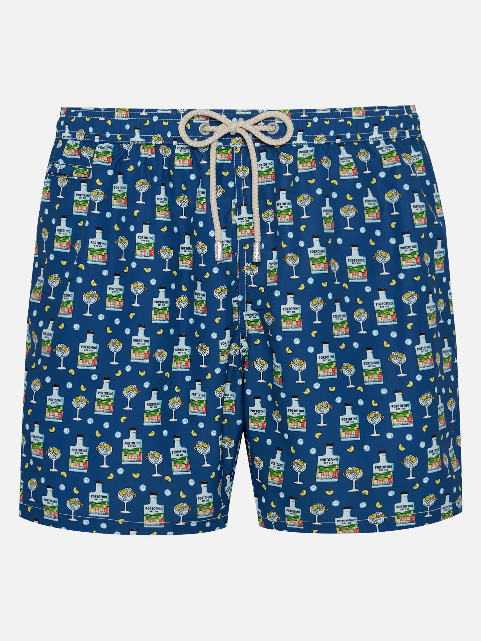 Lightweight Fabric Swim Shorts Lighting With Portofino Gin Print | Special Edition Blue Swimshort