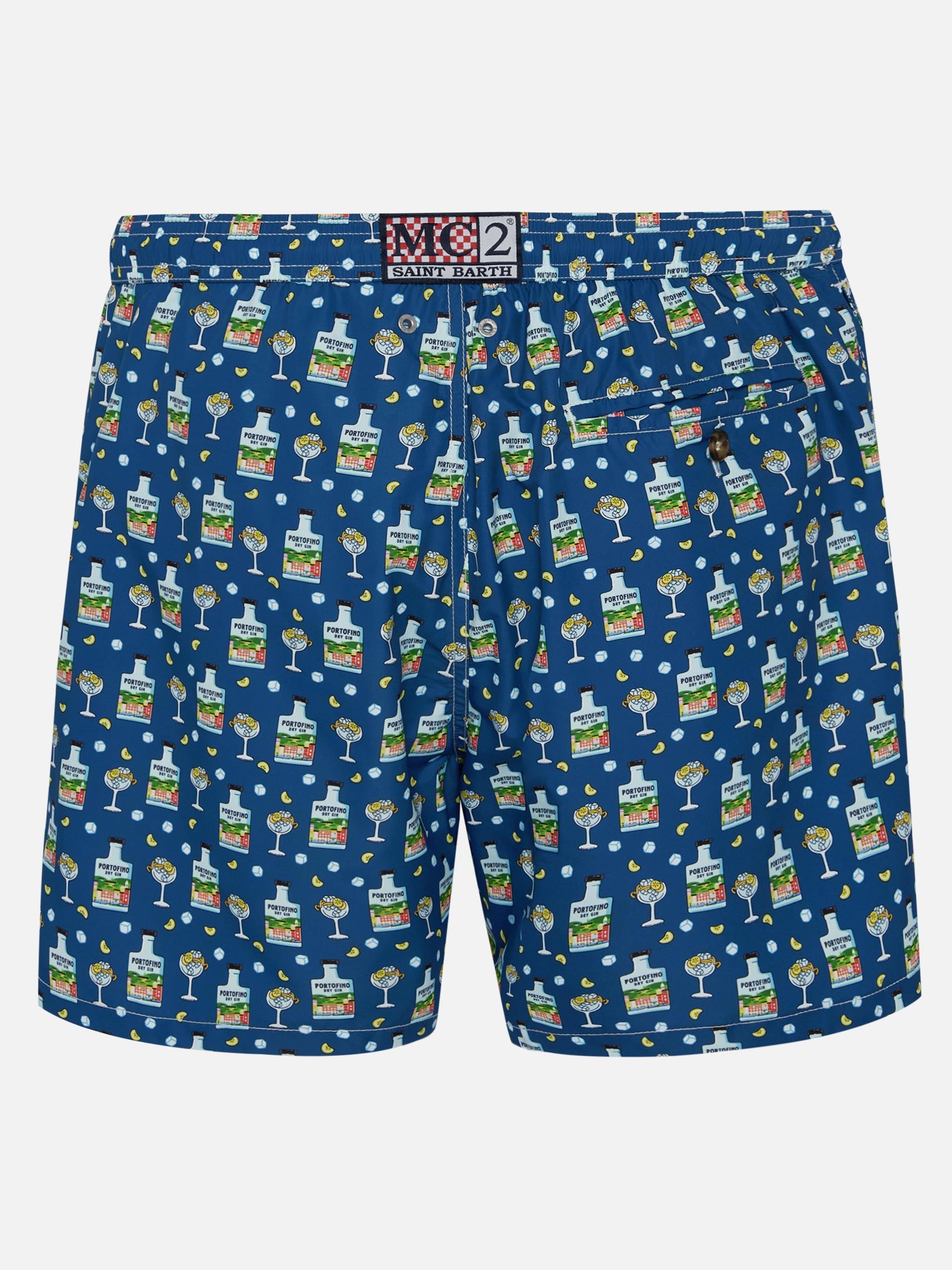 Lightweight Fabric Swim Shorts Lighting With Portofino Gin Print | Special Edition Blue Swimshort
