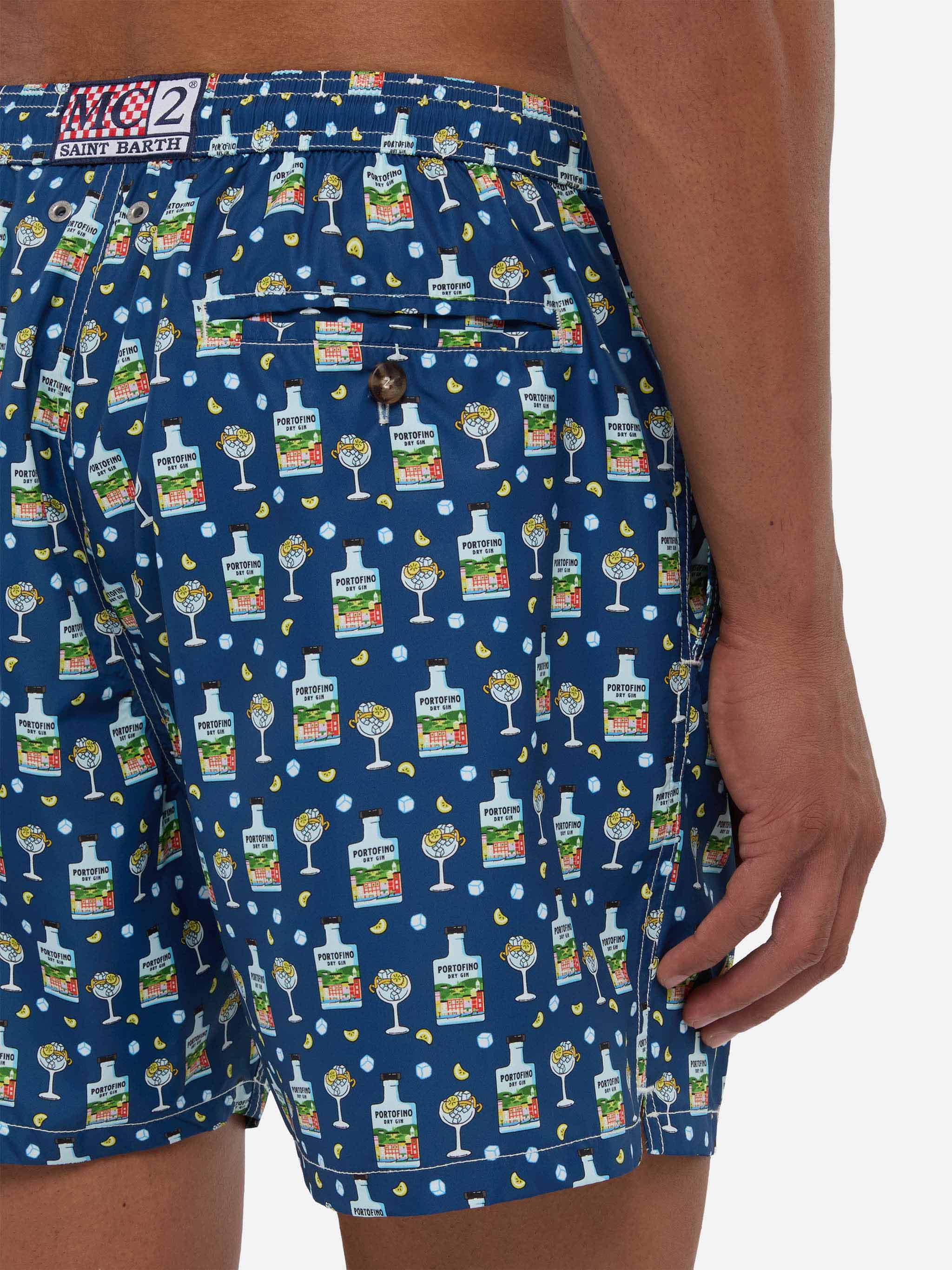 Lightweight Fabric Swim Shorts Lighting With Portofino Gin Print | Special Edition Blue Swimshort