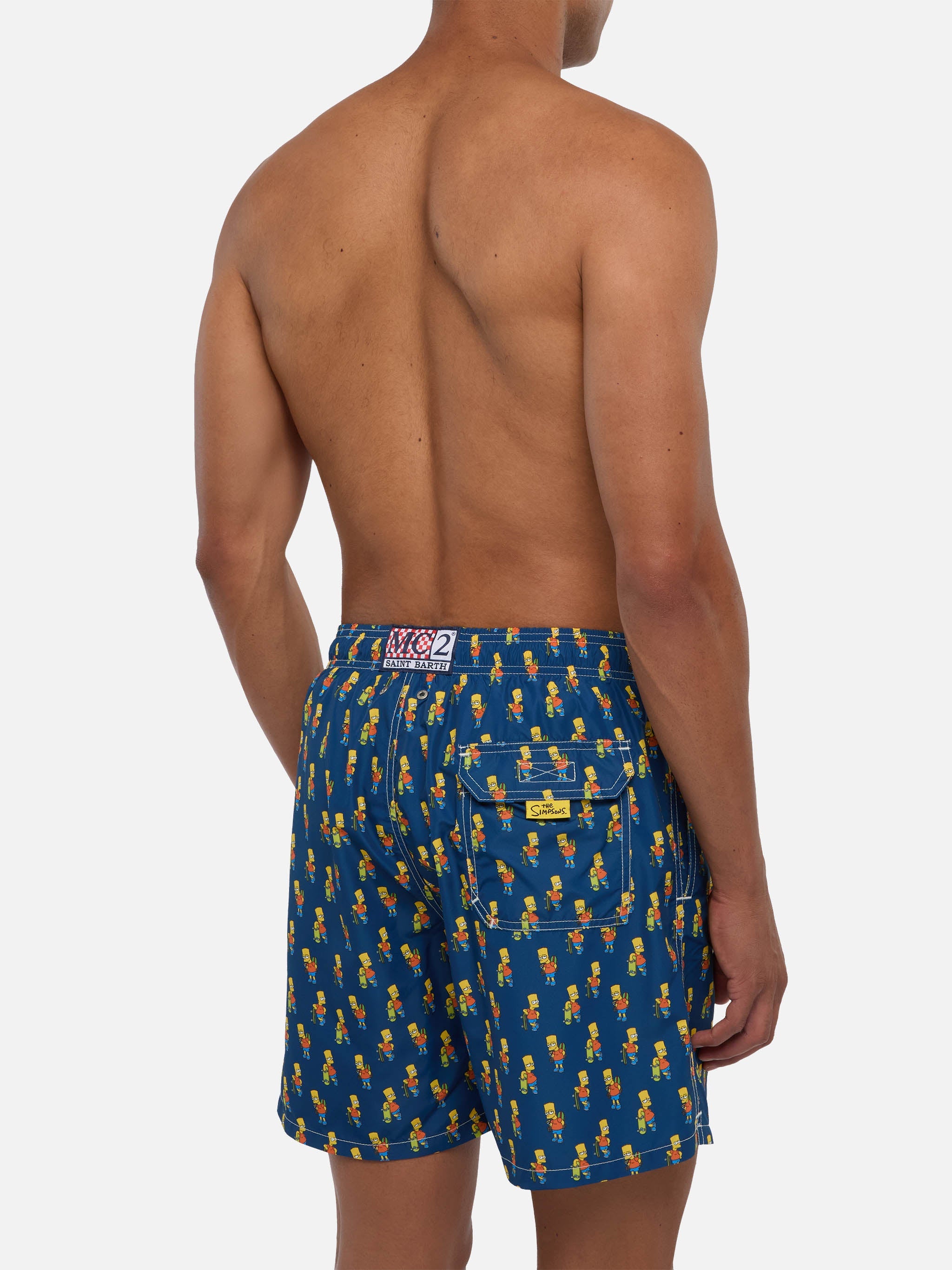Man Light Fabric Swim Shorts With Skater Bart Print | The Simpsons Special Edition Blue Swimshort