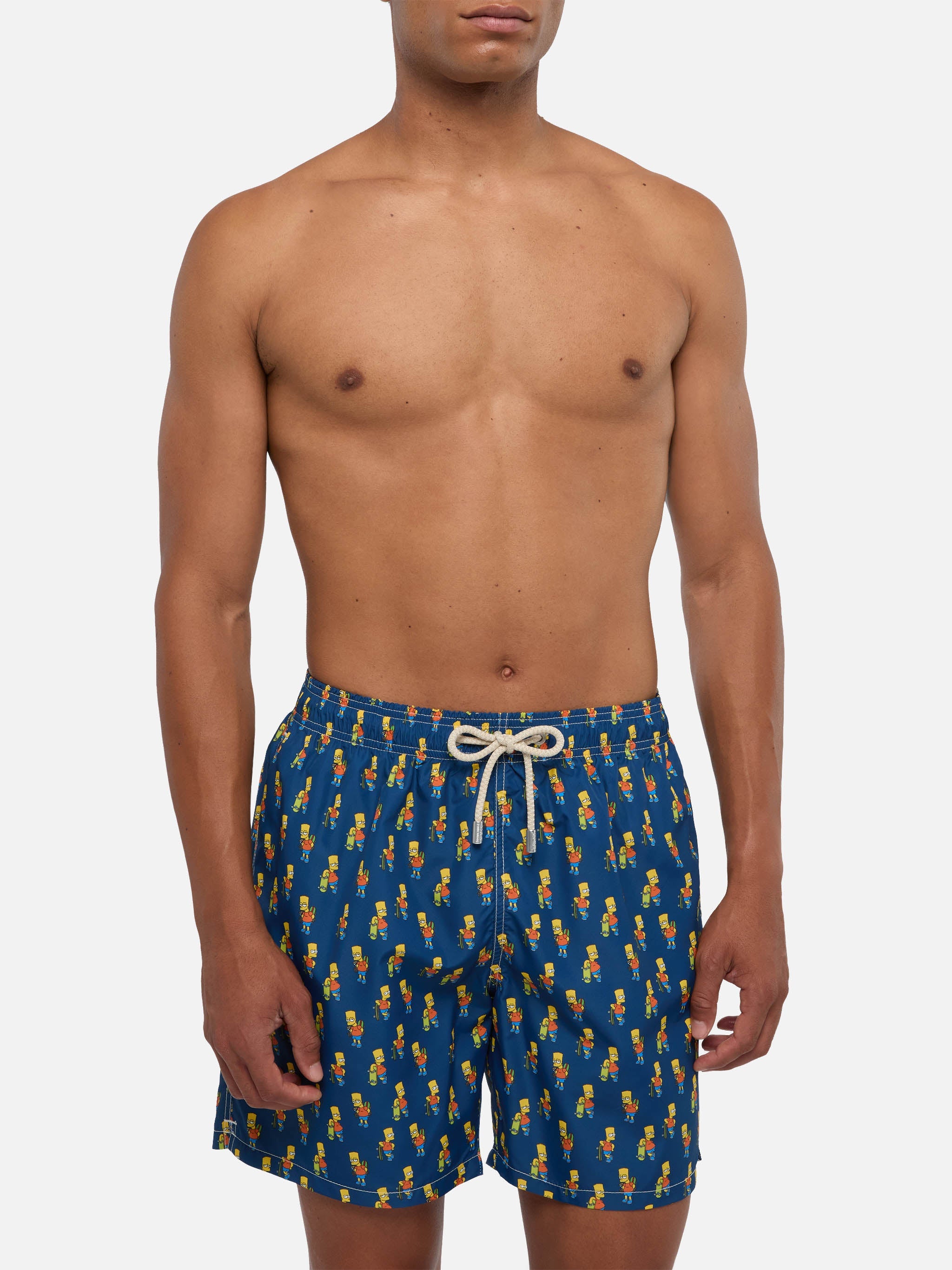 Man Light Fabric Swim Shorts With Skater Bart Print | The Simpsons Special Edition Blue Swimshort