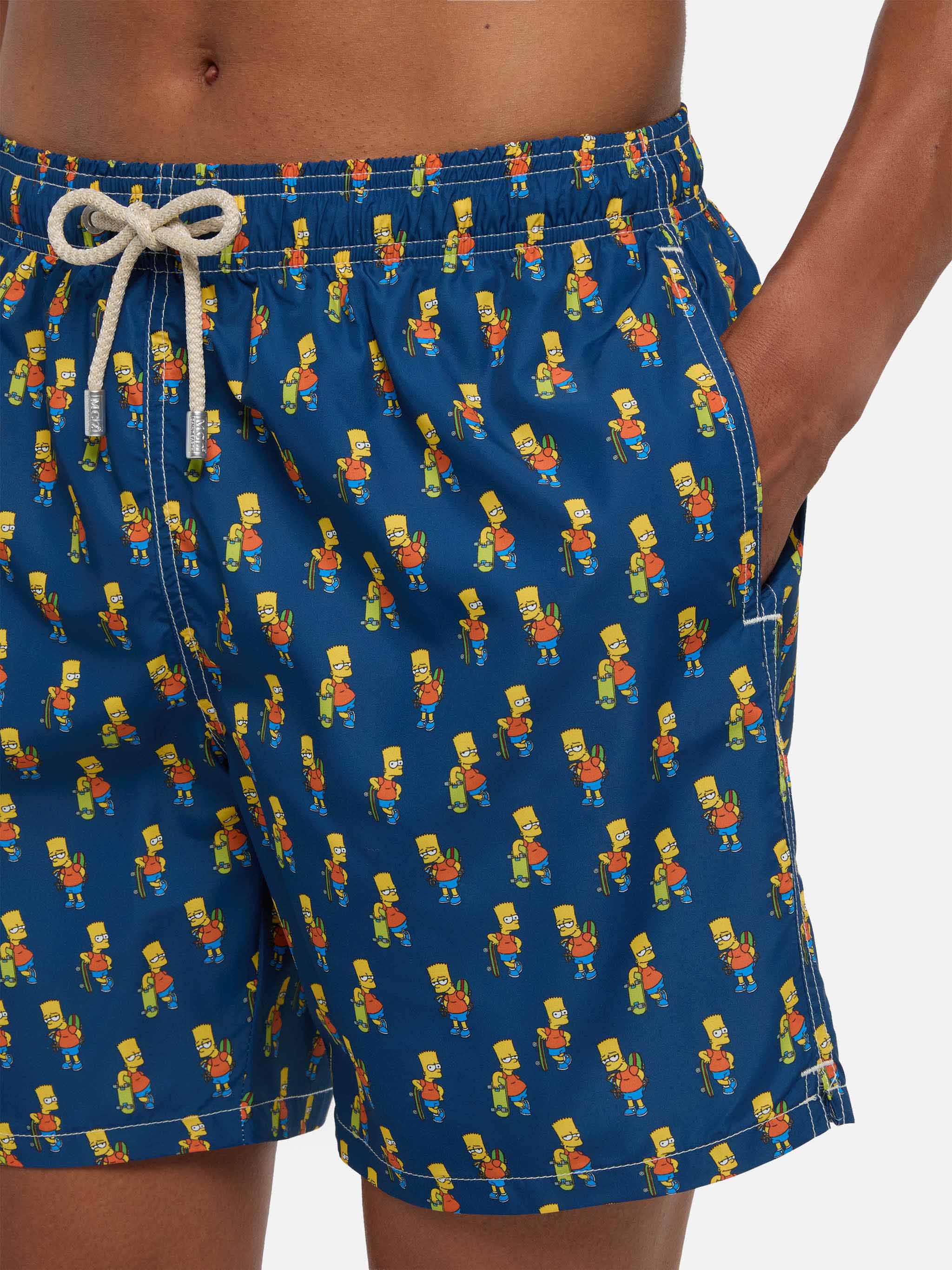Man Light Fabric Swim Shorts With Skater Bart Print | The Simpsons Special Edition Blue Swimshort