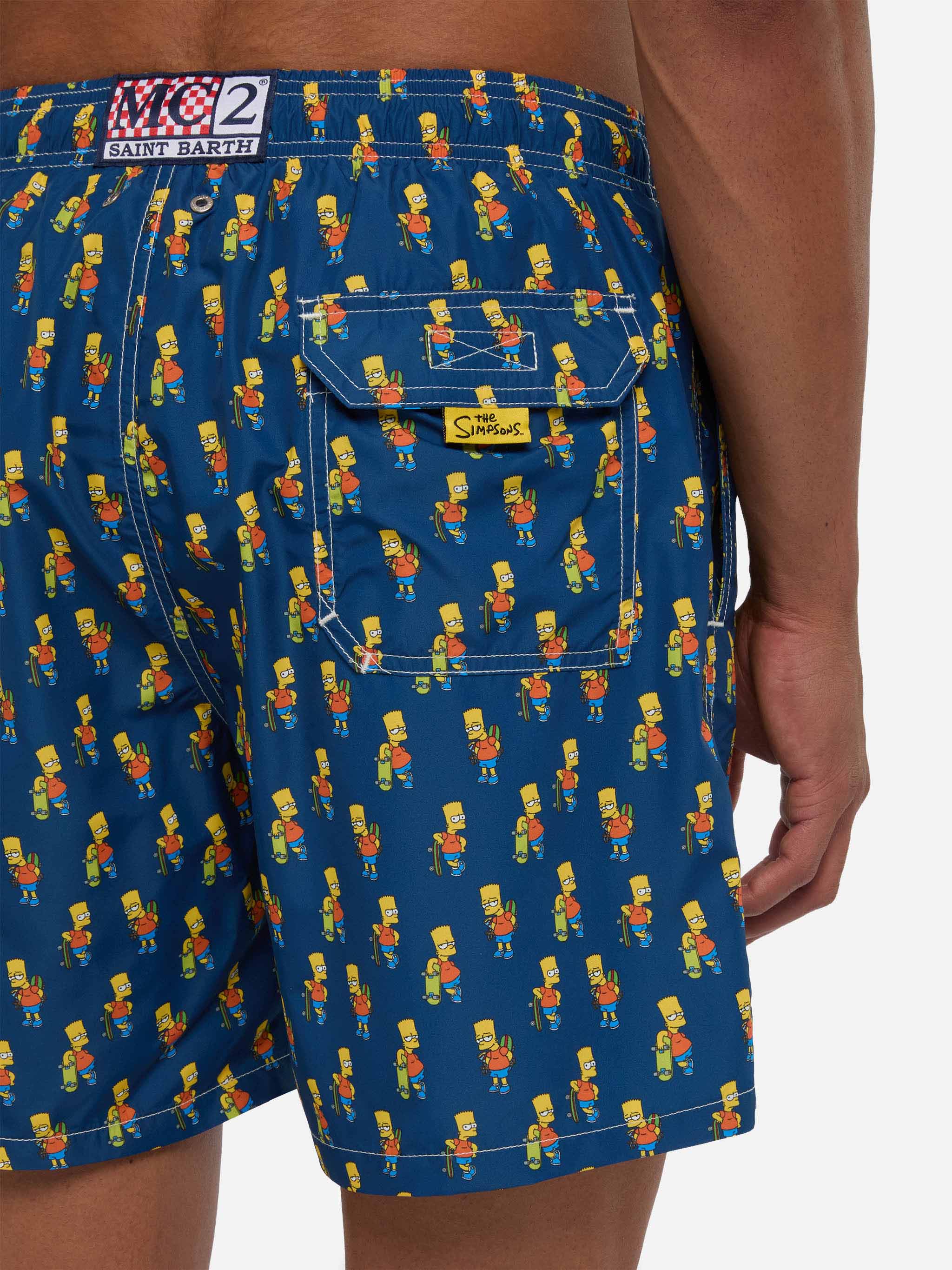 Man Light Fabric Swim Shorts With Skater Bart Print | The Simpsons Special Edition Blue Swimshort