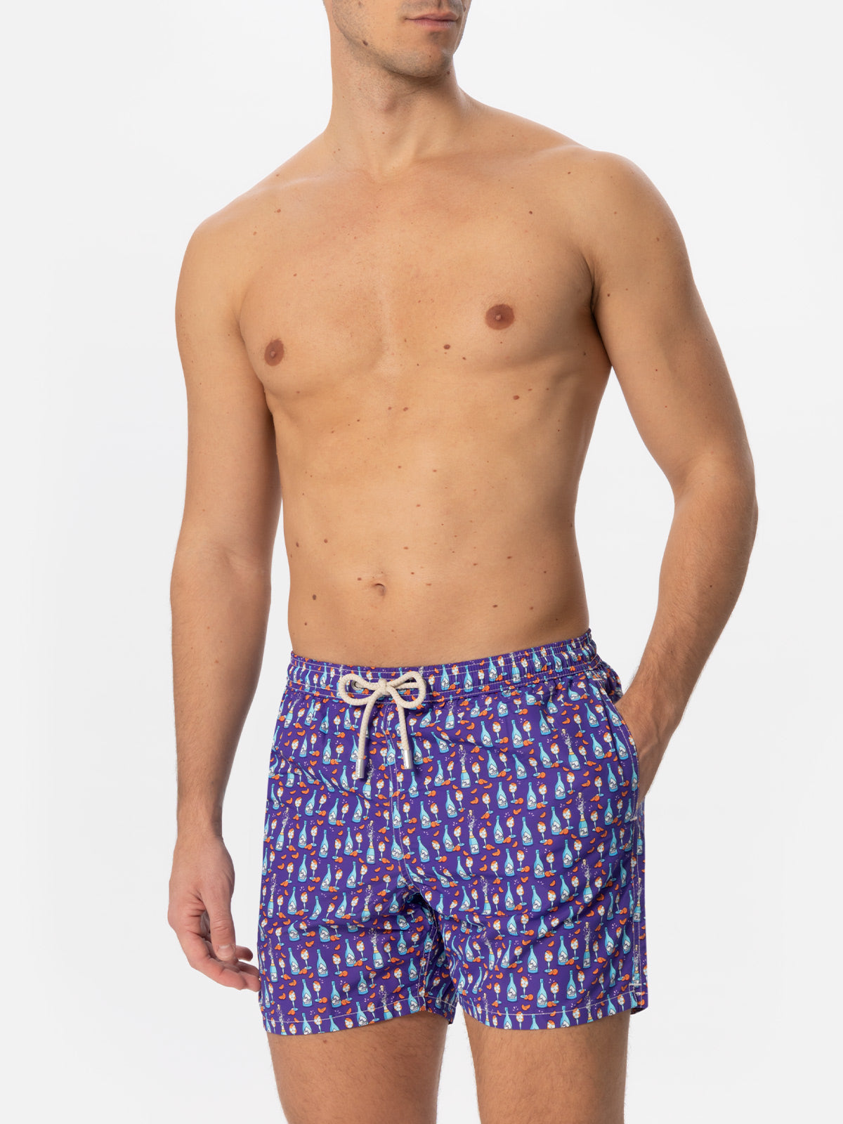 Light Fabric Swim Shorts With Spritz Print Pink Swimshort