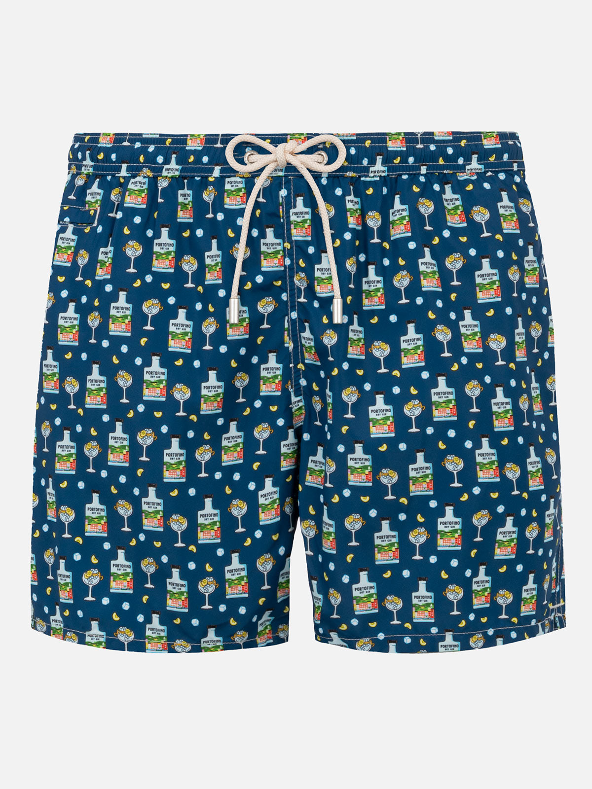 Man Light Fabric Swim Shorts With Portofino Gin Print | Dry Special Edition Blue Swimshort