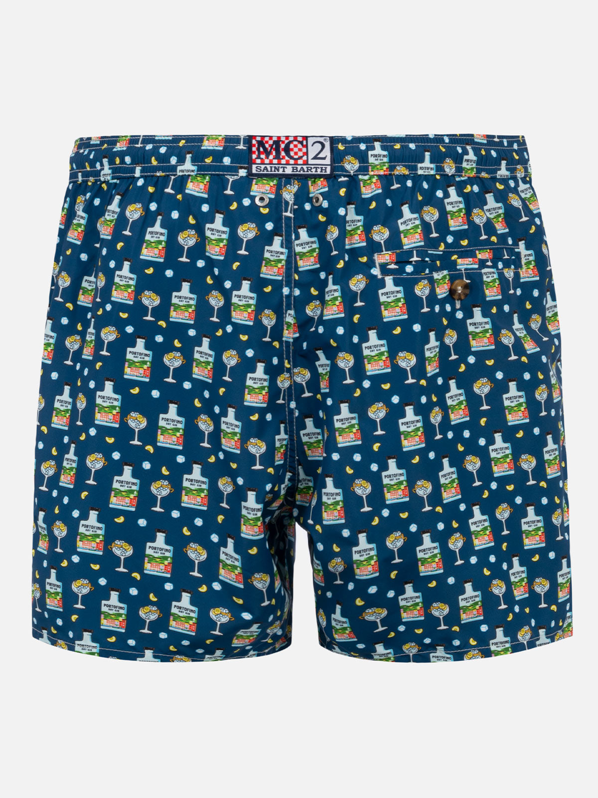 Man Light Fabric Swim Shorts With Portofino Gin Print | Dry Special Edition Blue Swimshort