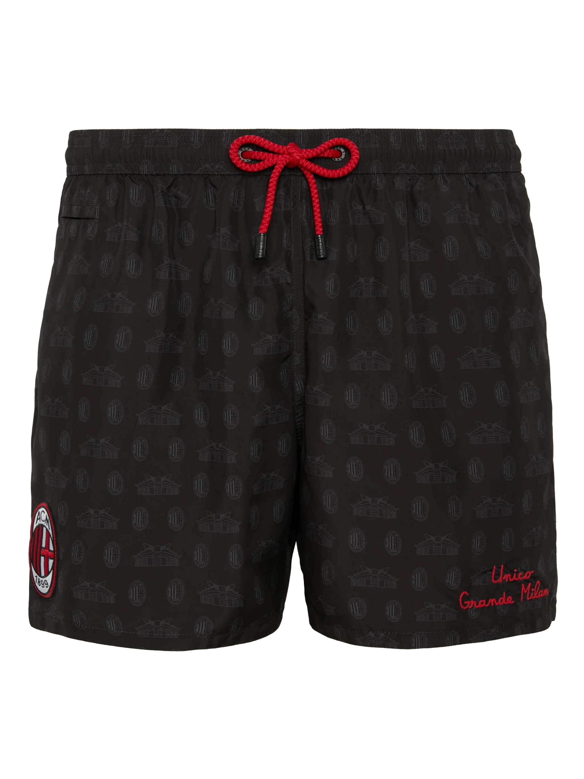 Lightweight Fabric Swim Shorts Lighting With Milan Print | Ac Special Edition Black Swimshort