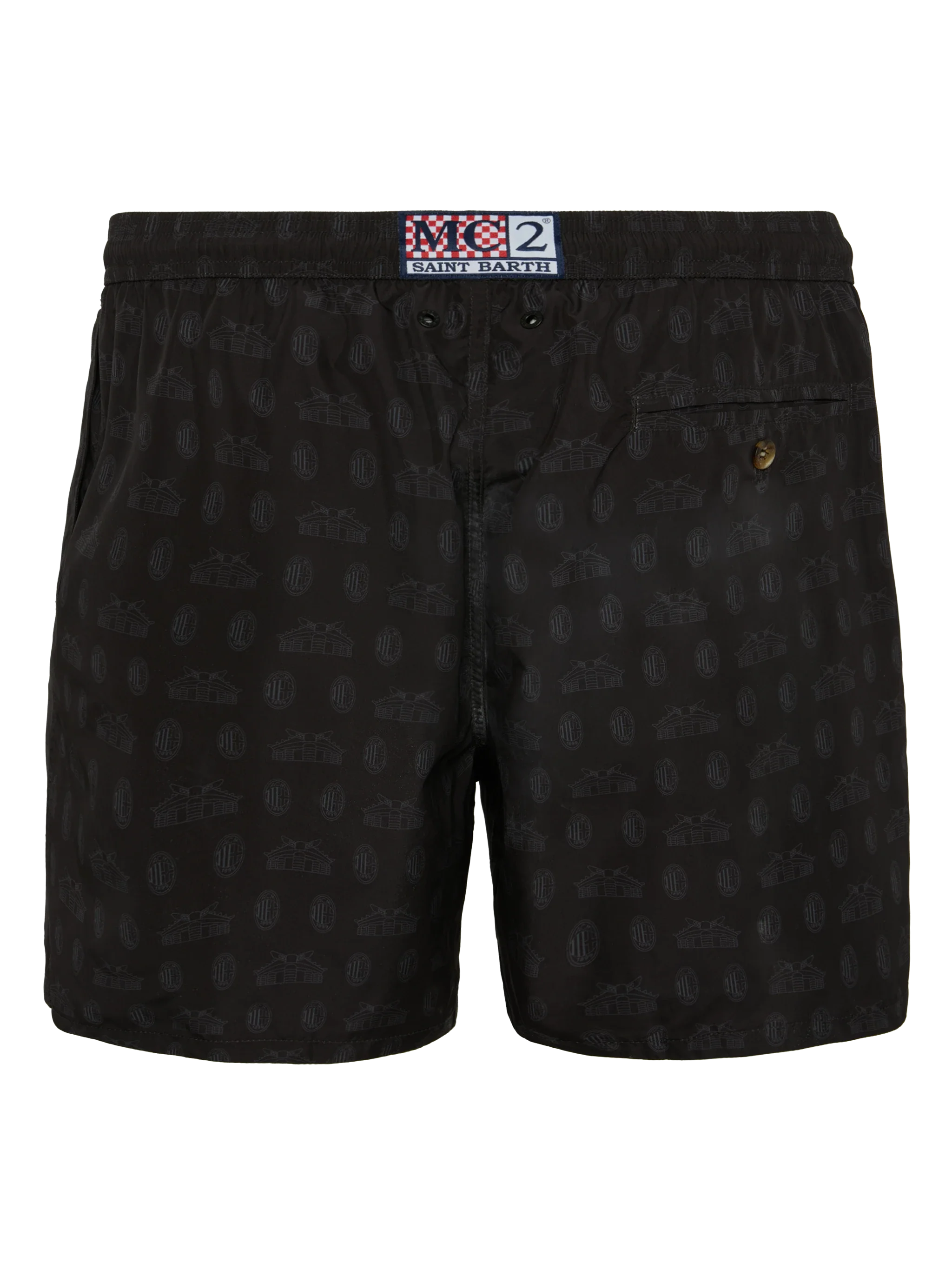 Lightweight Fabric Swim Shorts Lighting With Milan Print | Ac Special Edition Black Swimshort