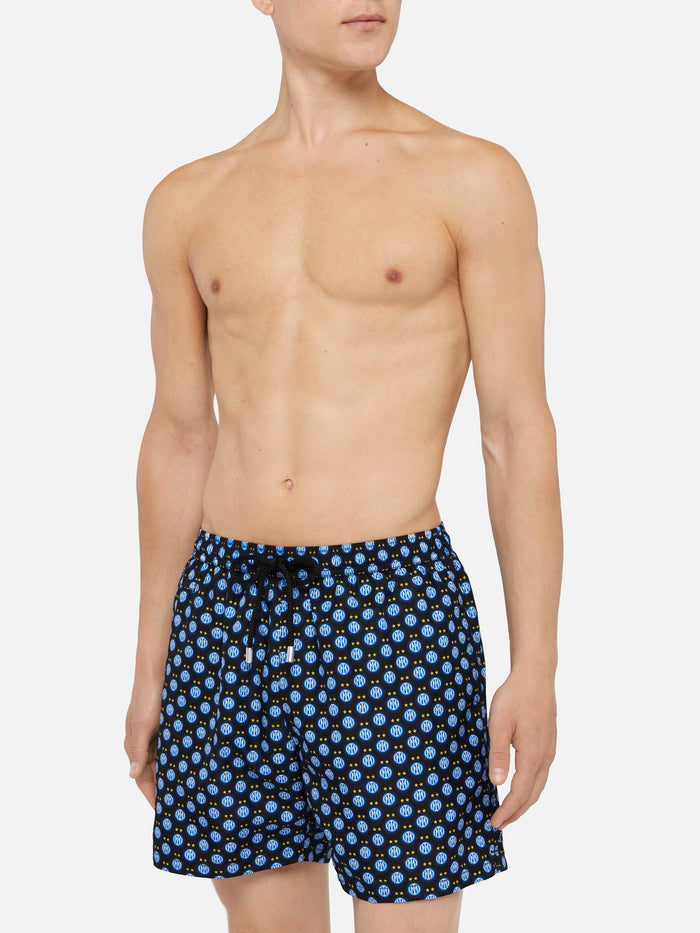 Lightweight Fabric Swim Shorts Lighting With Inter Print | Fc Special Edition Black Swimshort