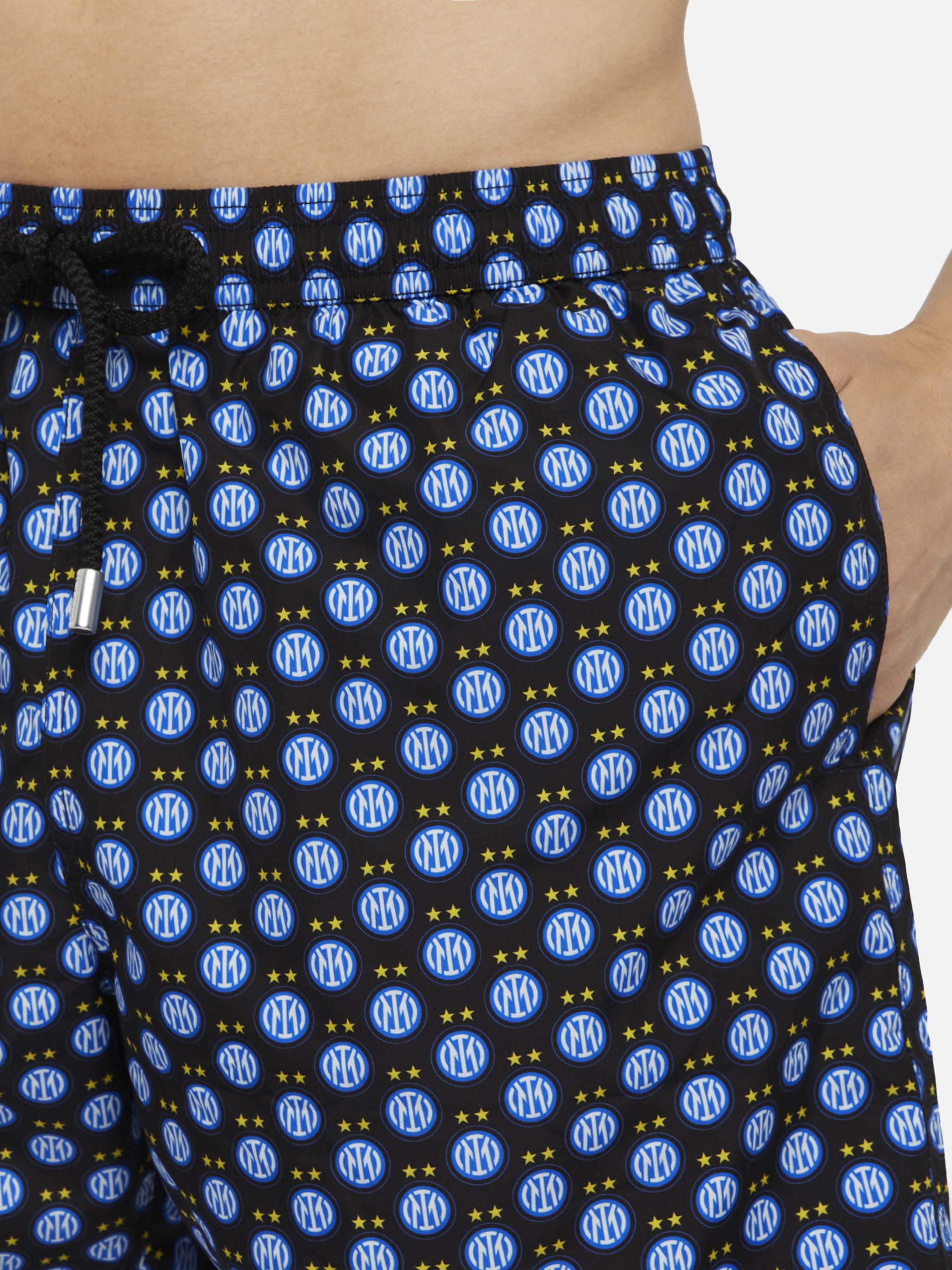 Lightweight Fabric Swim Shorts Lighting With Inter Print | Fc Special Edition Black Swimshort