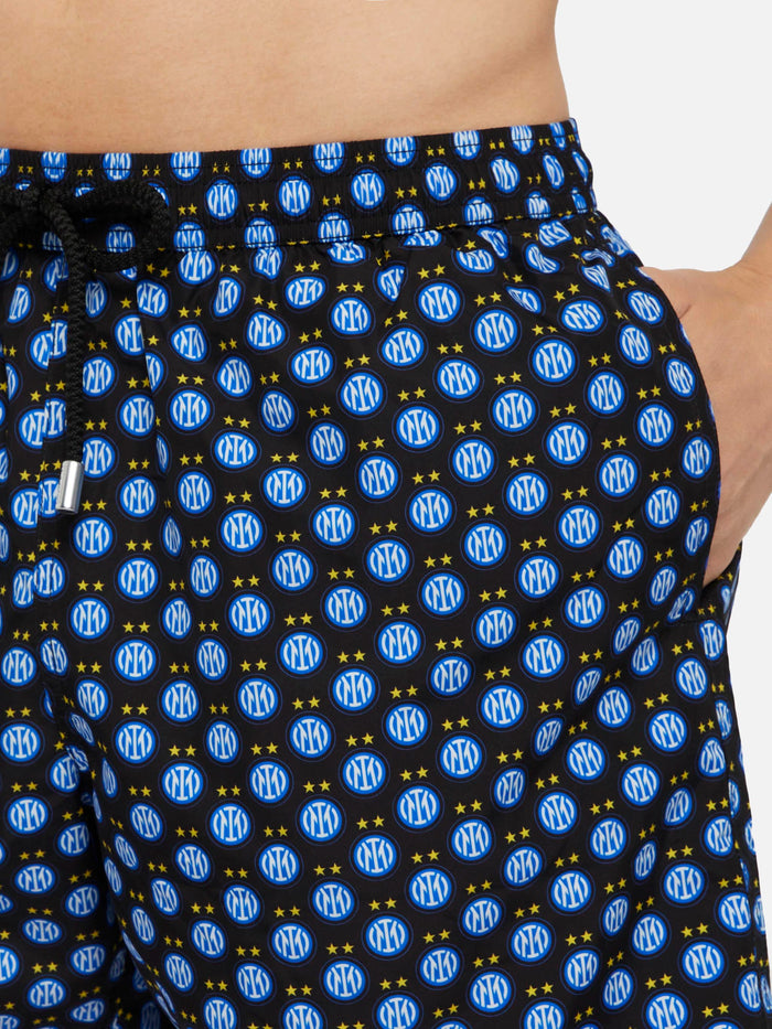 Lightweight Fabric Swim Shorts Lighting With Inter Print | Fc Special Edition Black Swimshort