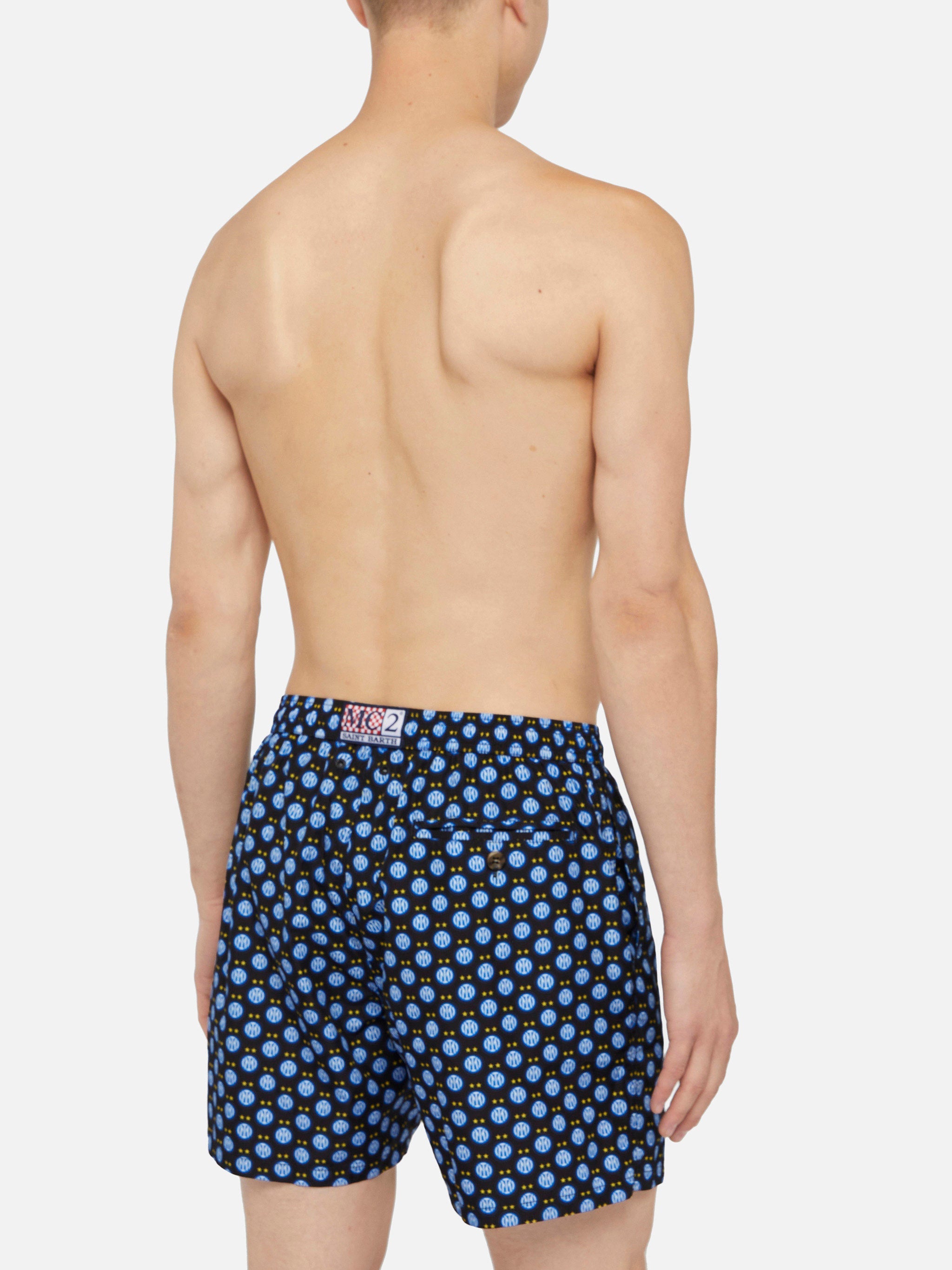 Lightweight Fabric Swim Shorts Lighting With Inter Print | Fc Special Edition Black Swimshort