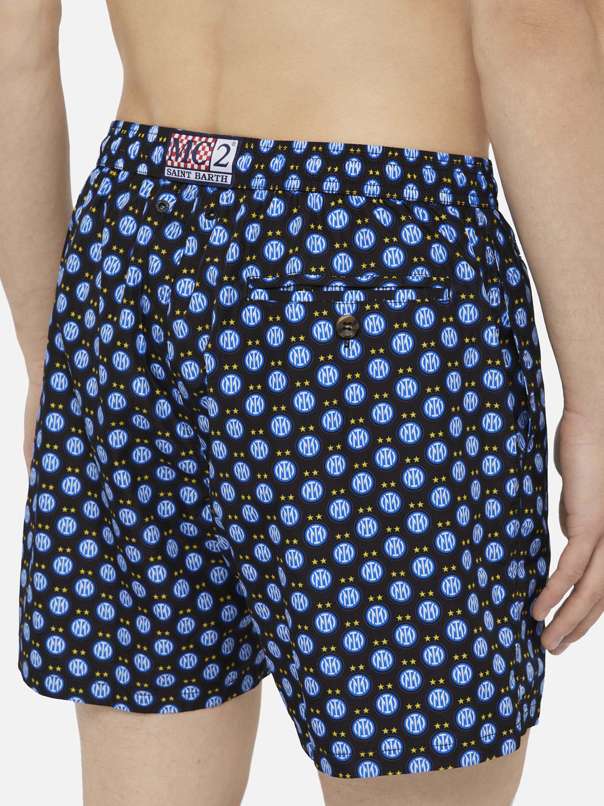 Lightweight Fabric Swim Shorts Lighting With Inter Print | Fc Special Edition Black Swimshort