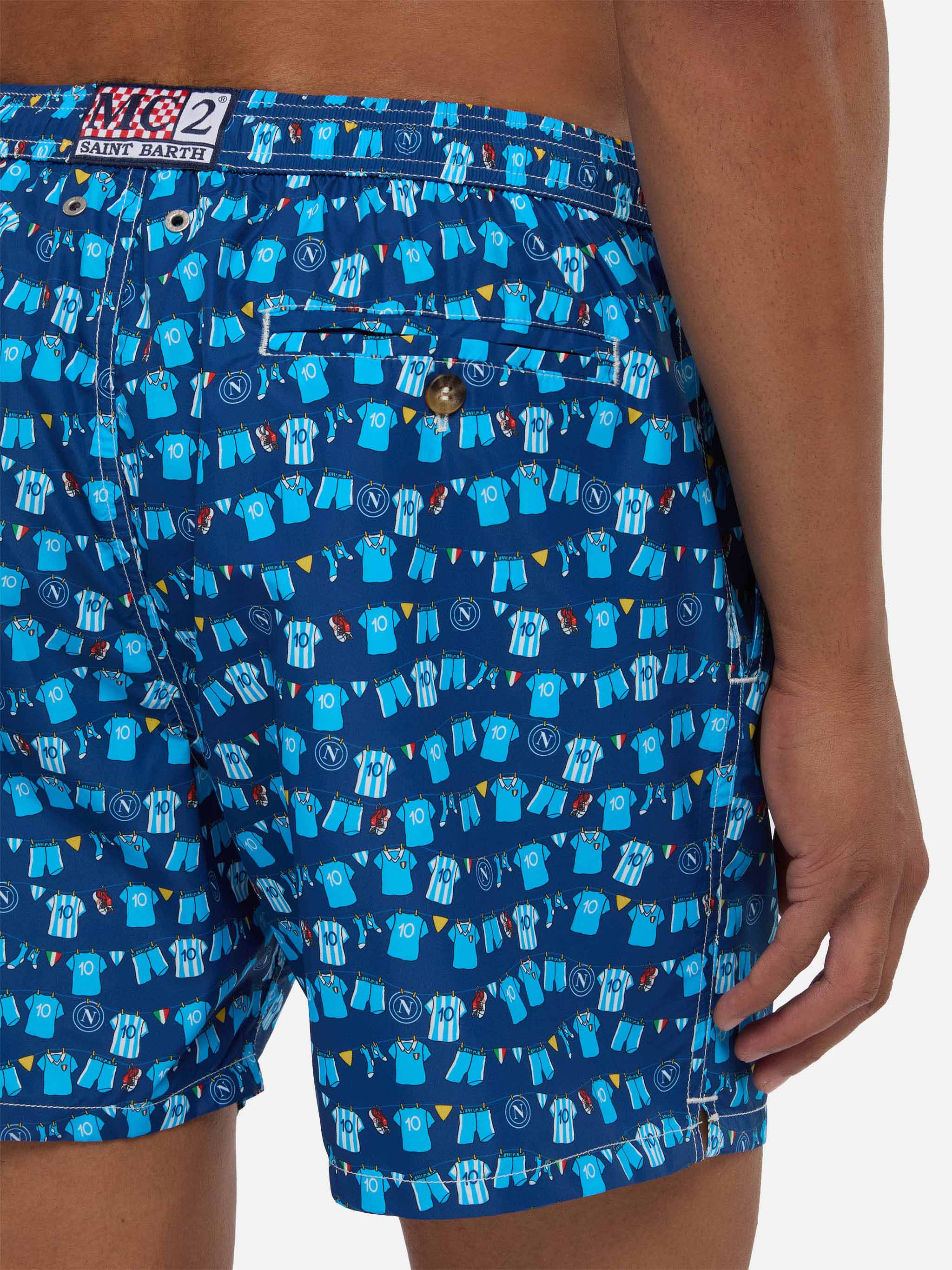 Lightweight Fabric Swim Shorts Lighting With Napoli Print | Ssc Special Edition Blue Navy Swimshort