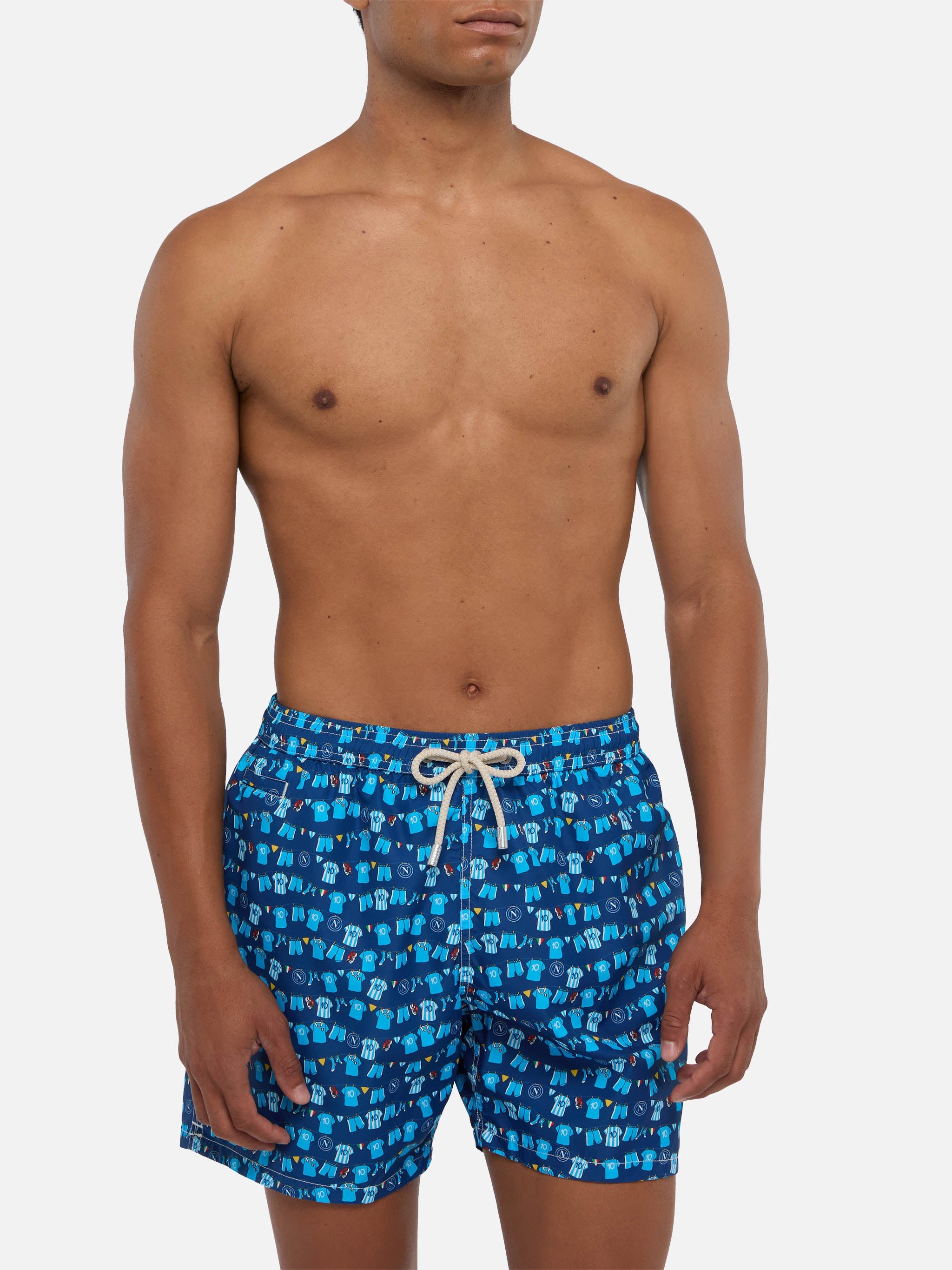 Lightweight Fabric Swim Shorts Lighting With Napoli Print | Ssc Special Edition Blue Navy Swimshort